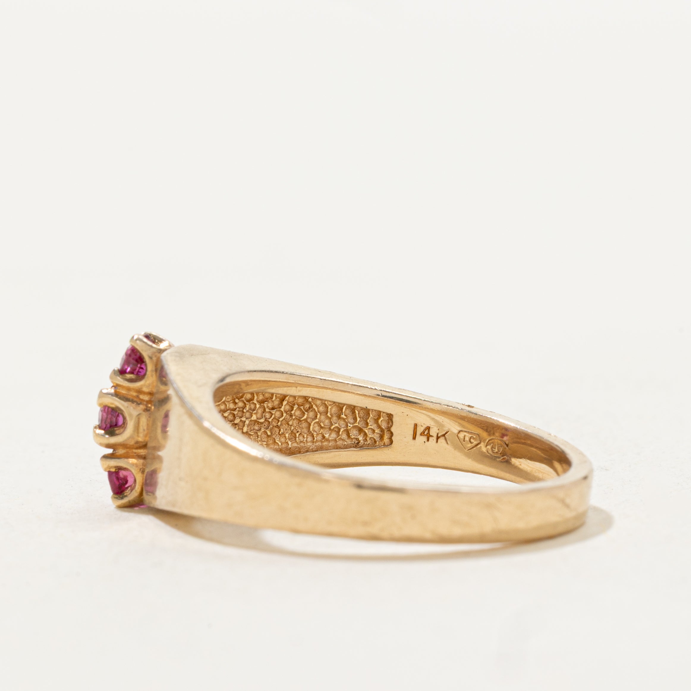 Three Stone Ruby Column Tapered Ring | SZ 6.25