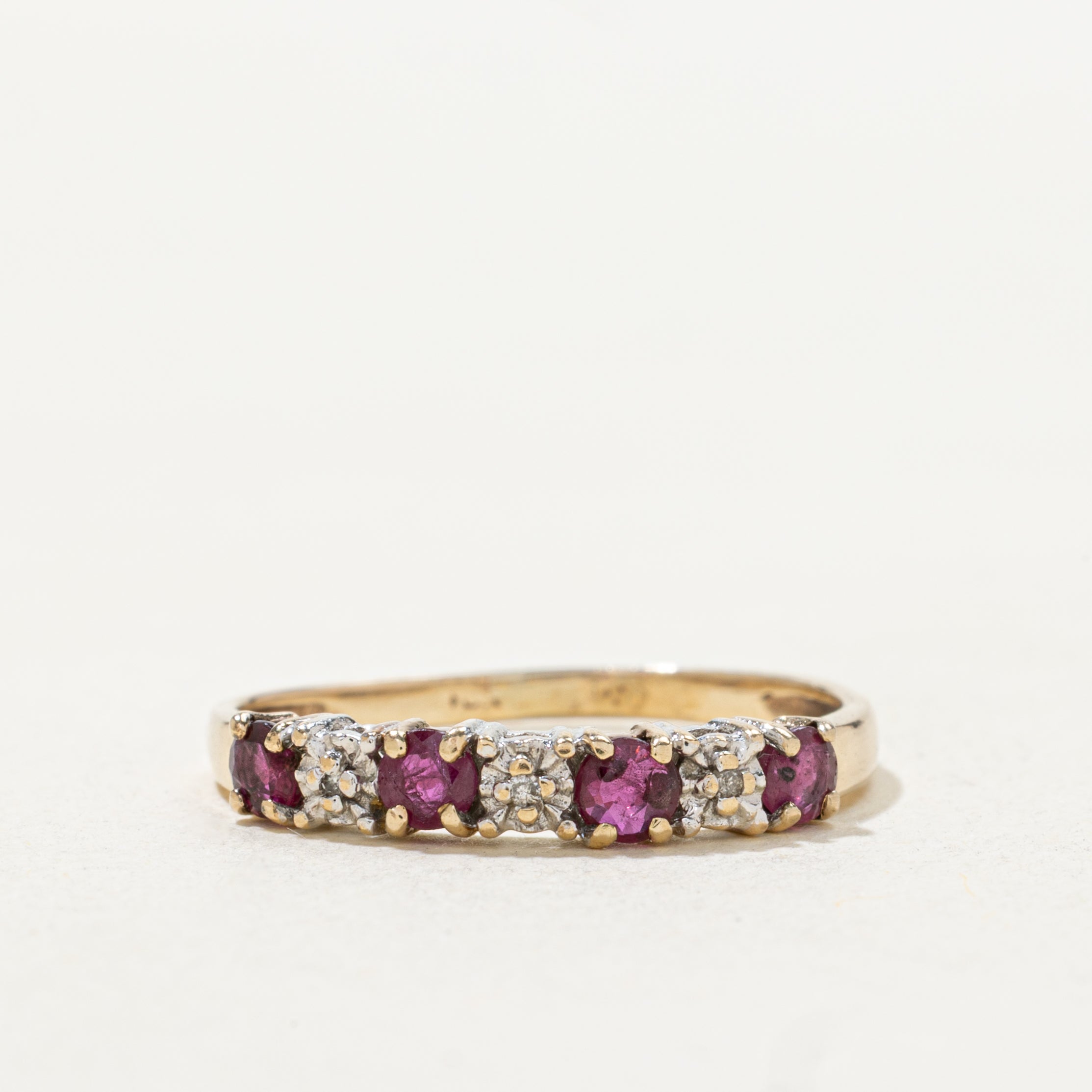 Semi Eternity Diamond & Ruby Band | SZ 7.5