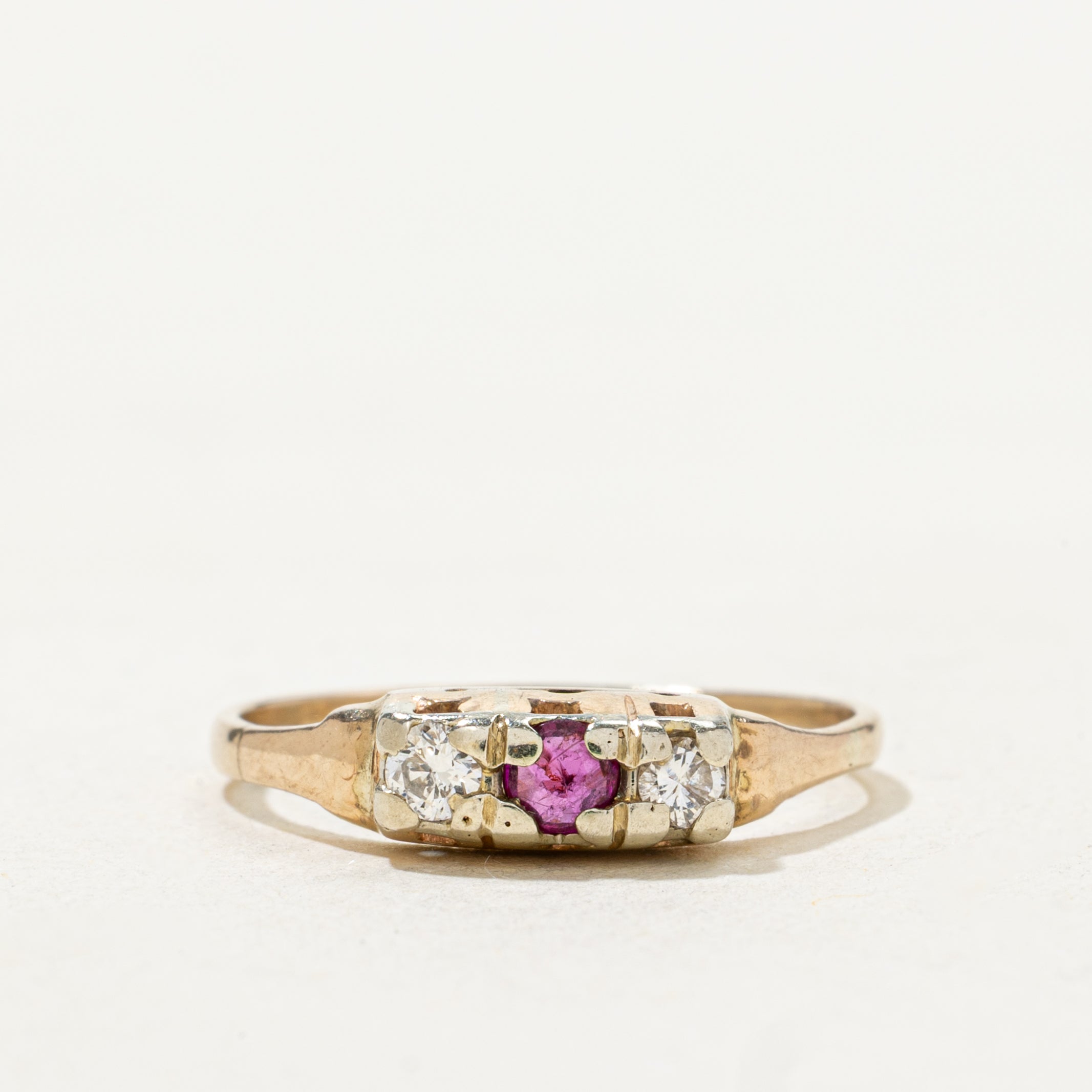 Three Stone Ruby & Diamond Ring | SZ 6.5