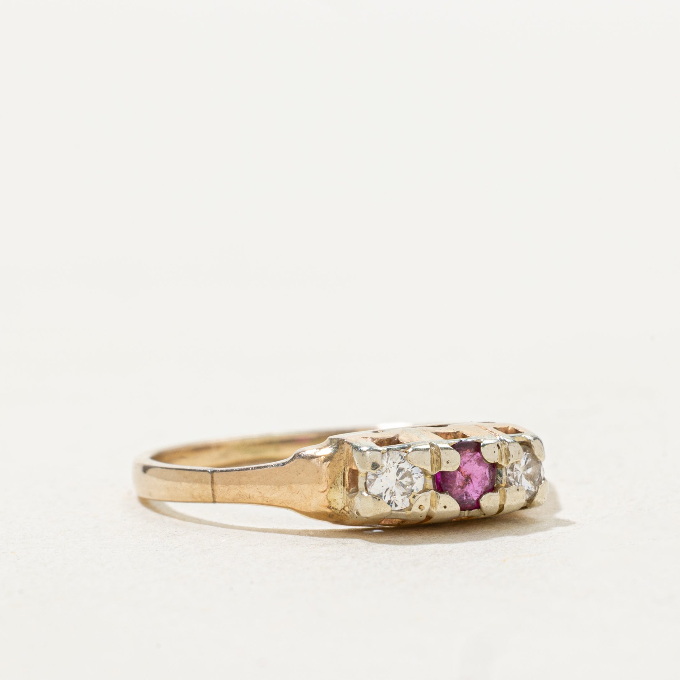 Three Stone Ruby & Diamond Ring | SZ 6.5
