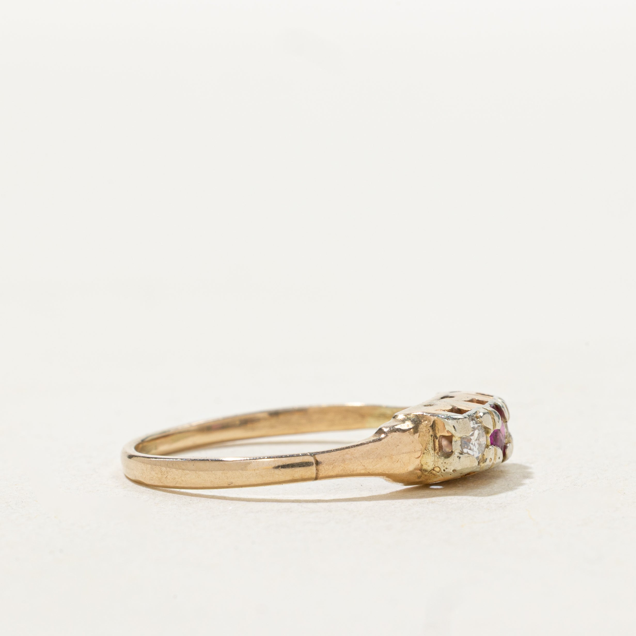 Three Stone Ruby & Diamond Ring | SZ 6.5