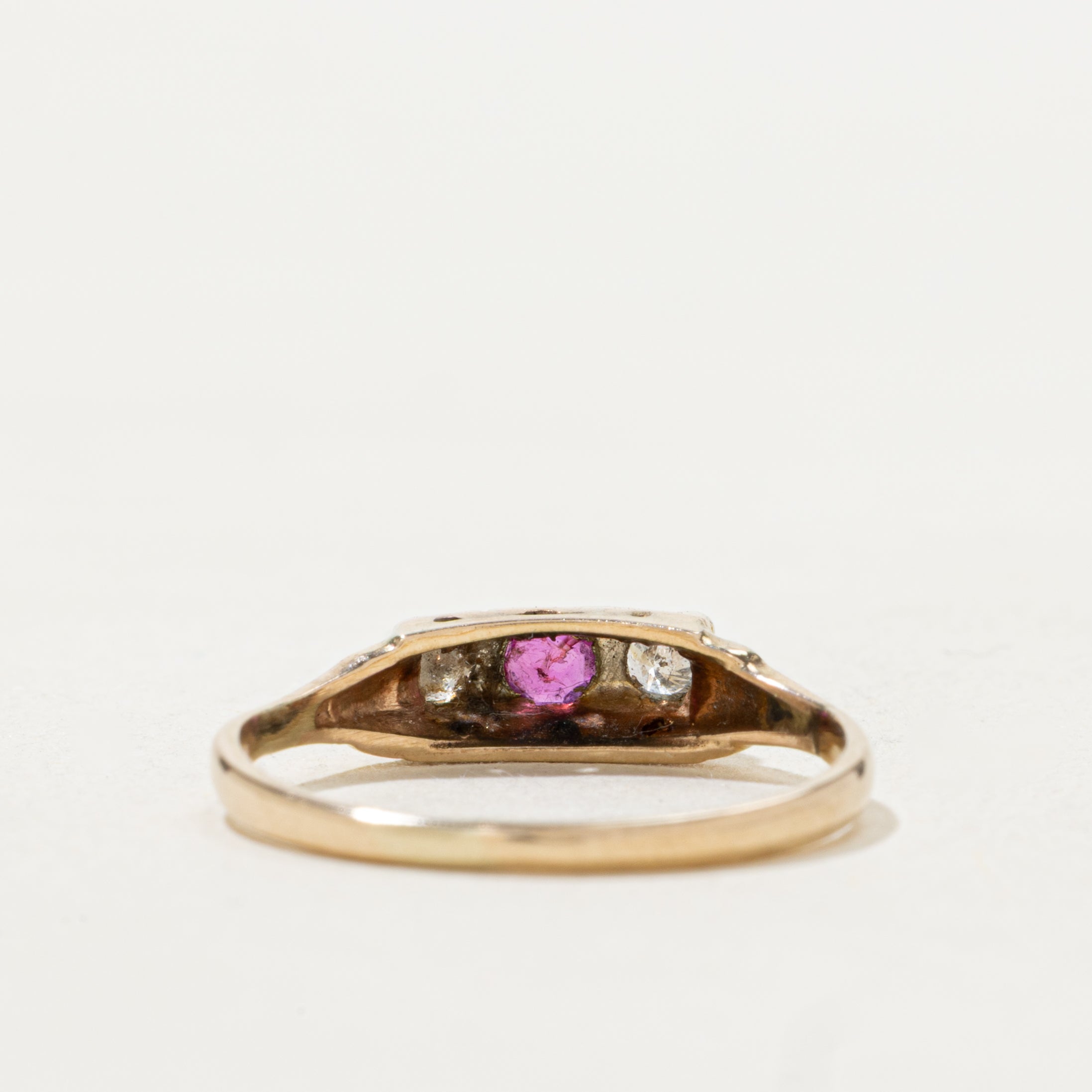 Three Stone Ruby & Diamond Ring | SZ 6.5