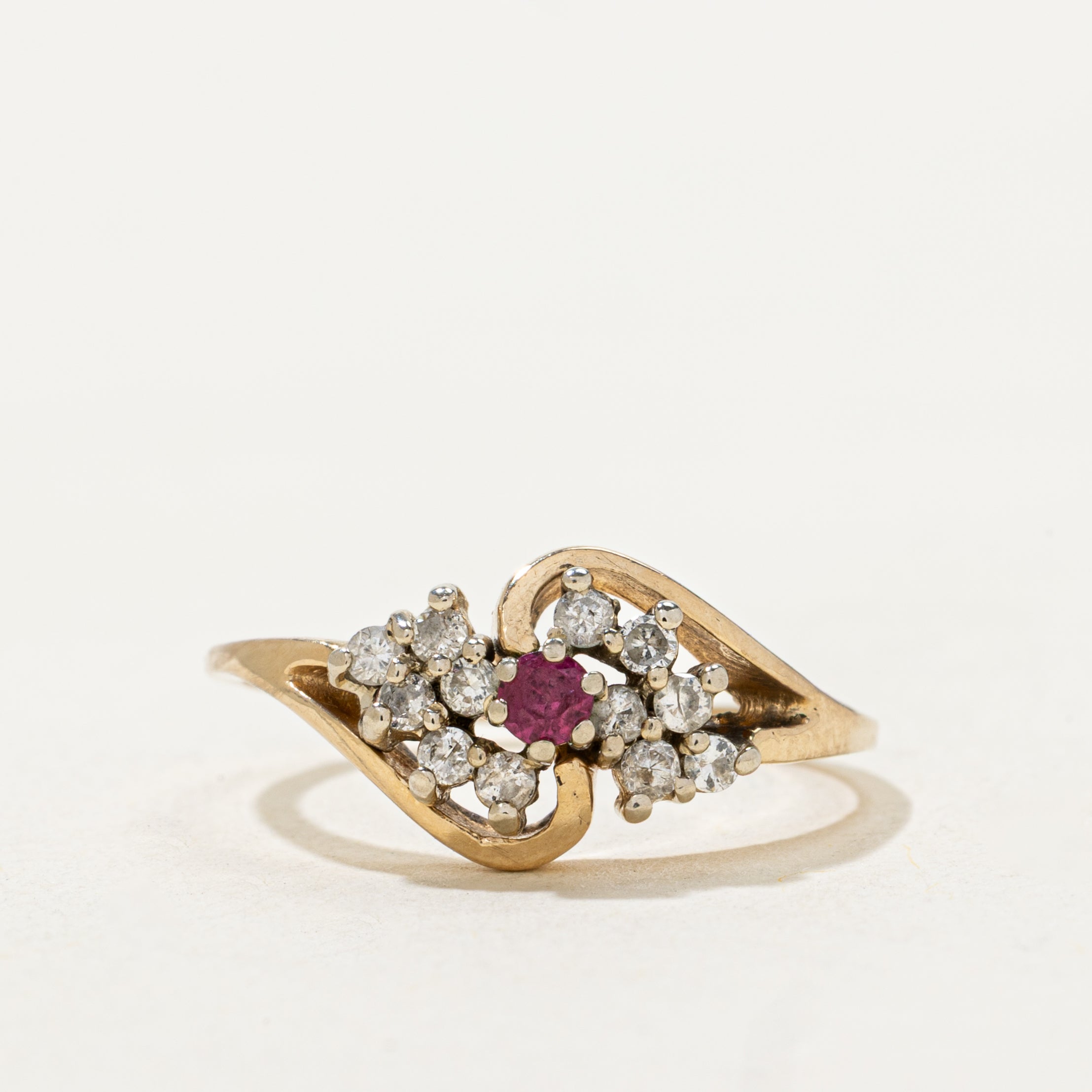 Ruby & Diamond Cluster Bypass Ring | SZ 6.5
