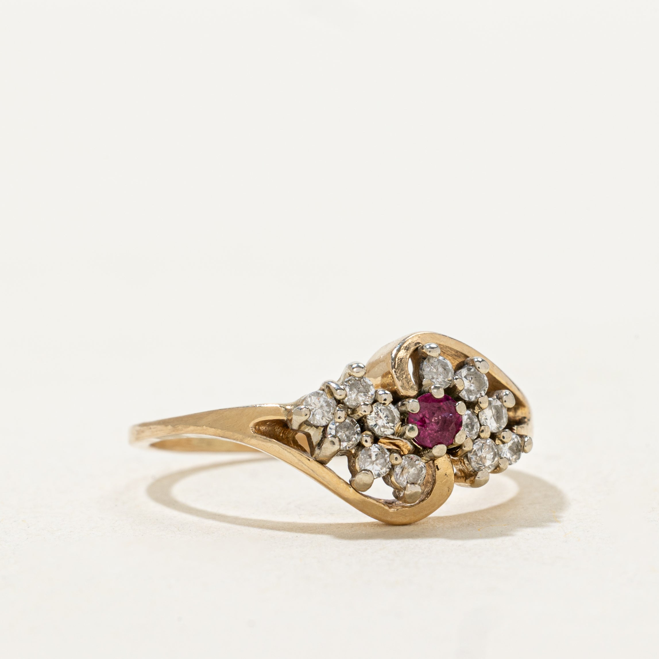 Ruby & Diamond Cluster Bypass Ring | SZ 6.5