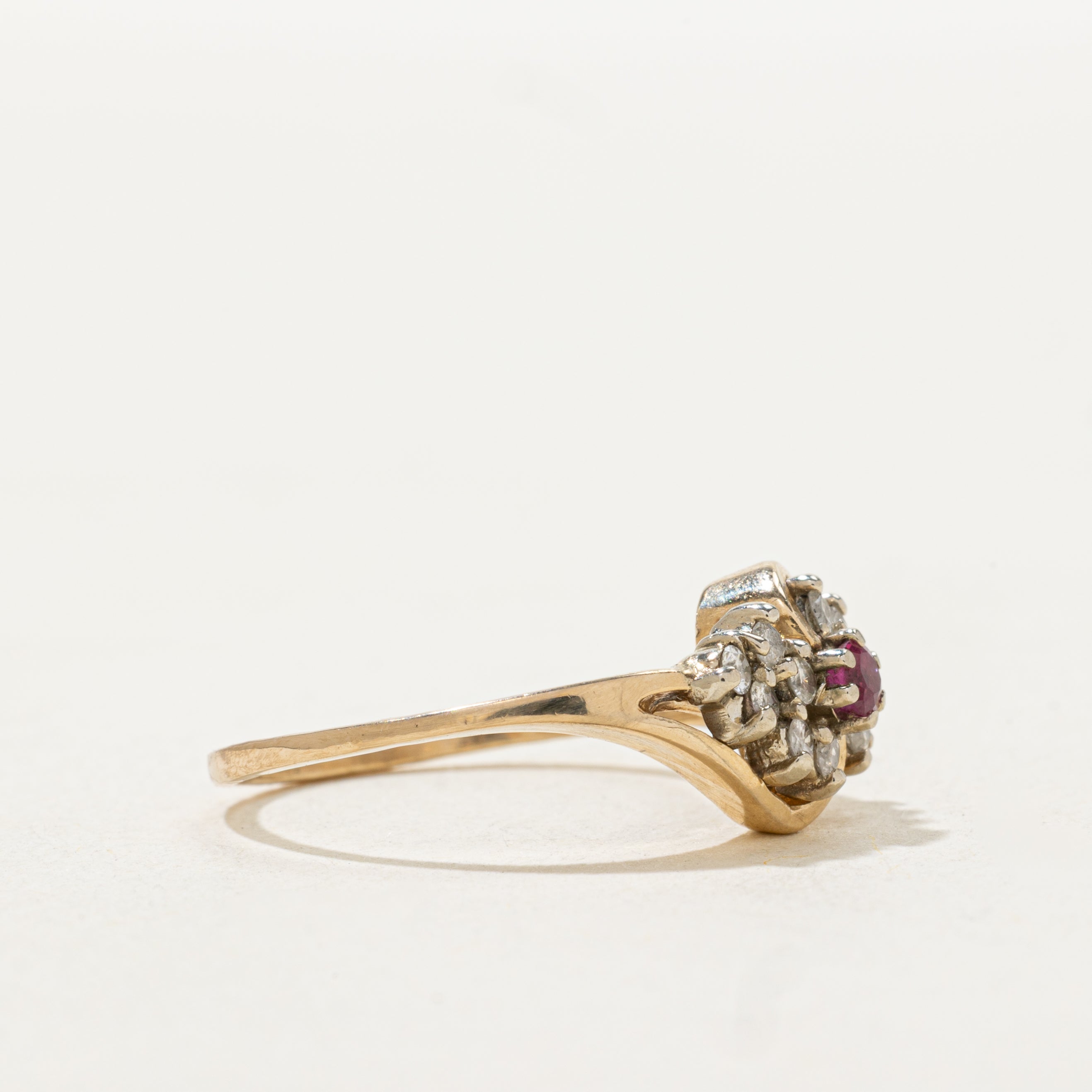Ruby & Diamond Cluster Bypass Ring | SZ 6.5