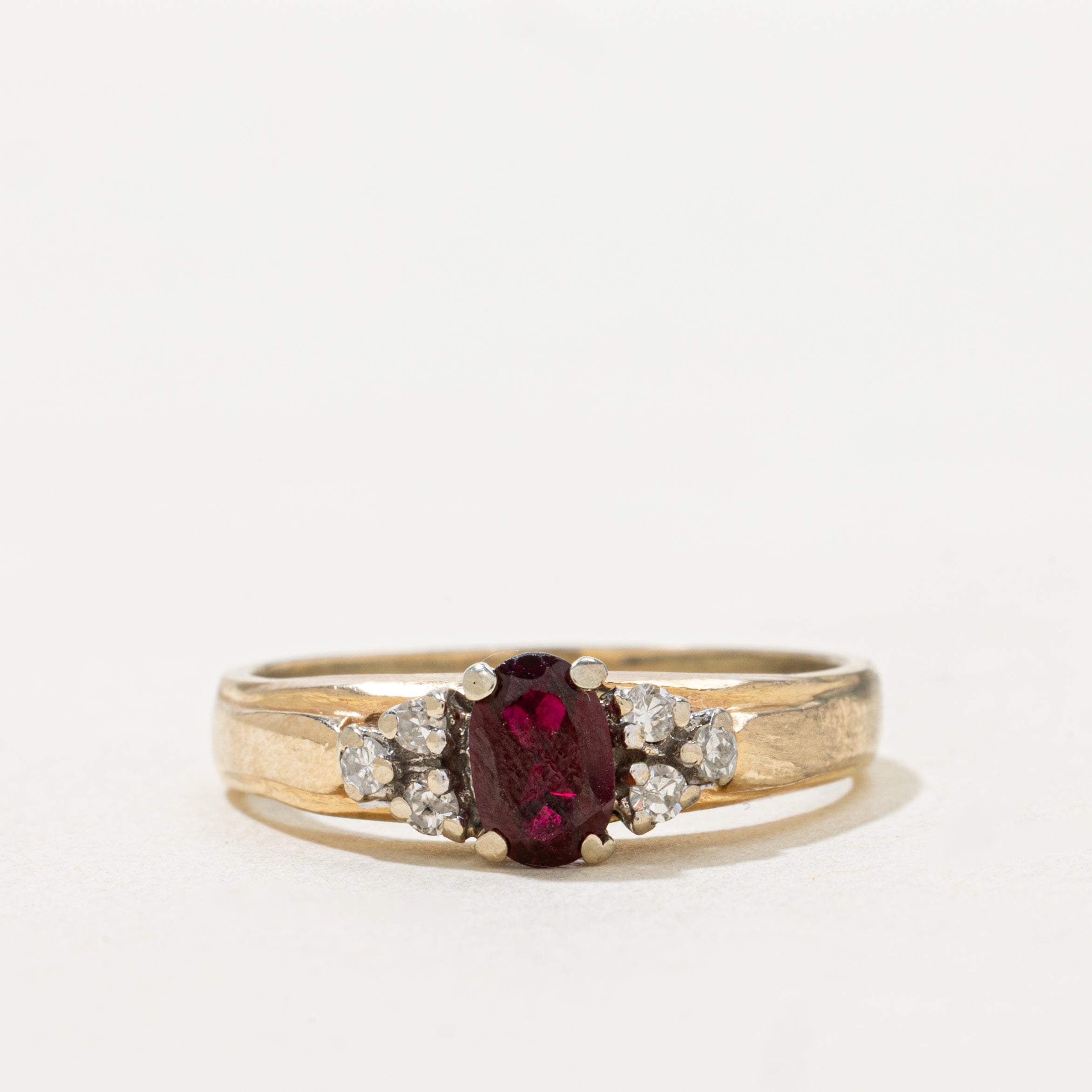 Oval Cut Ruby & Diamond Accented Ring | SZ 7.75