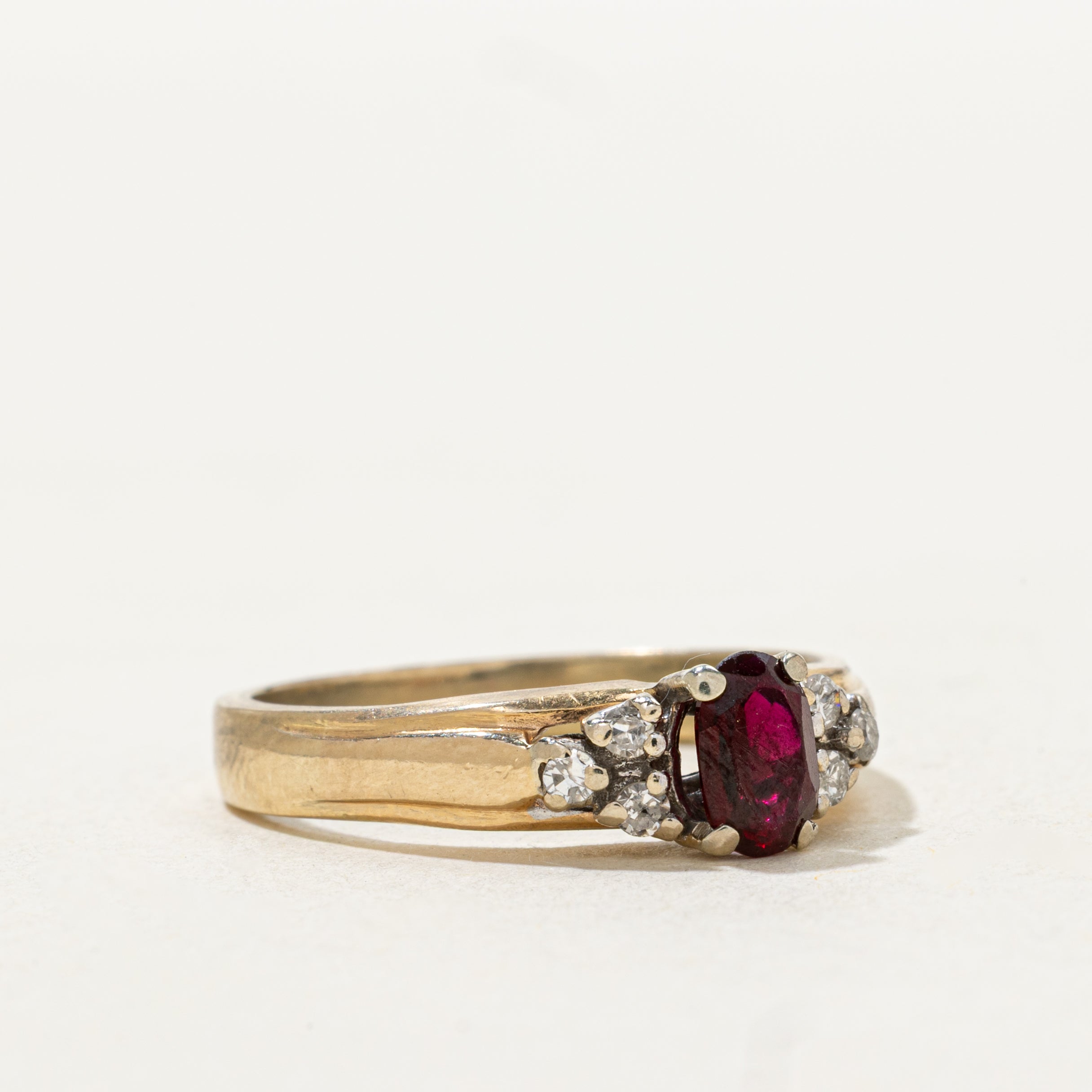 Oval Cut Ruby & Diamond Accented Ring | SZ 7.75