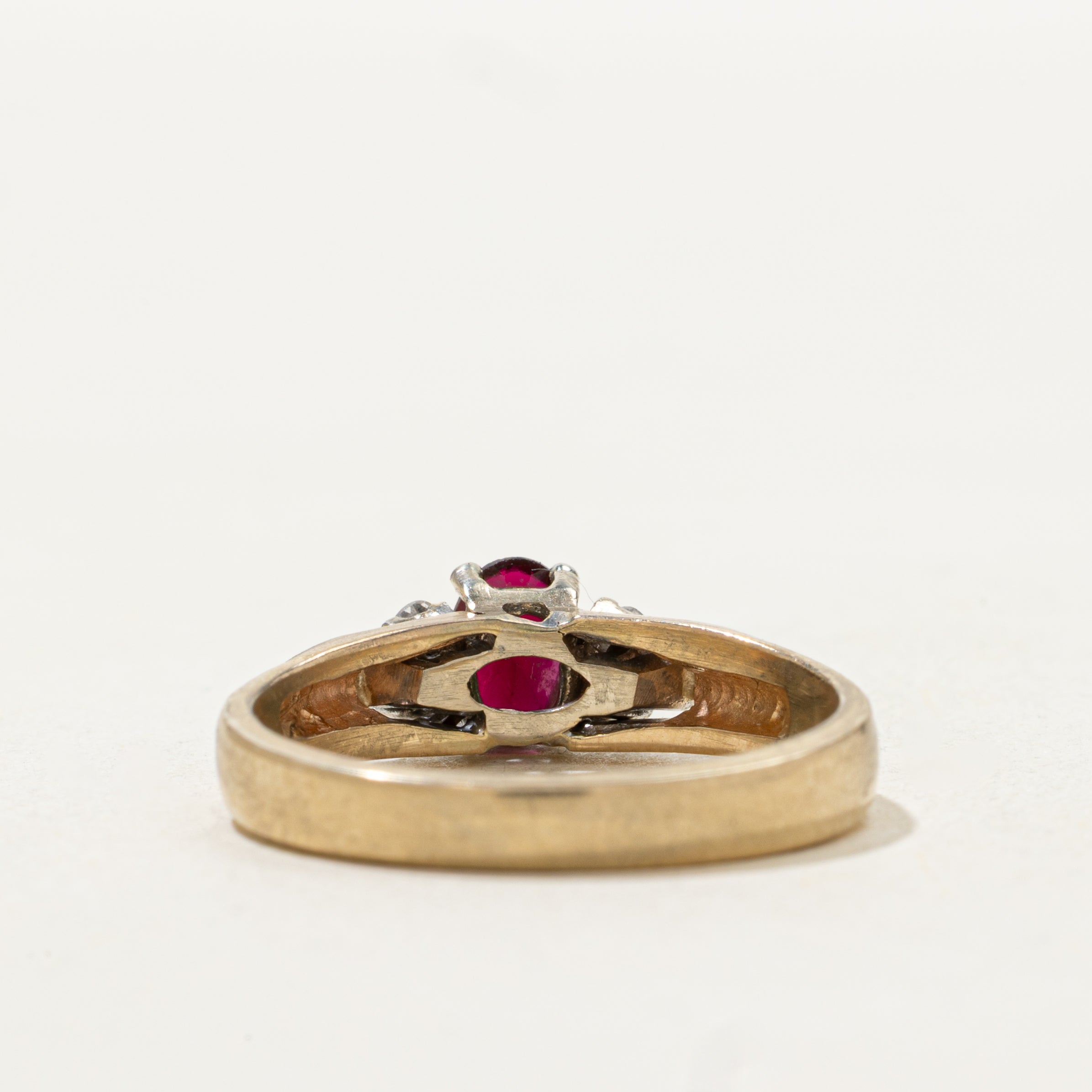 Oval Cut Ruby & Diamond Accented Ring | SZ 7.75