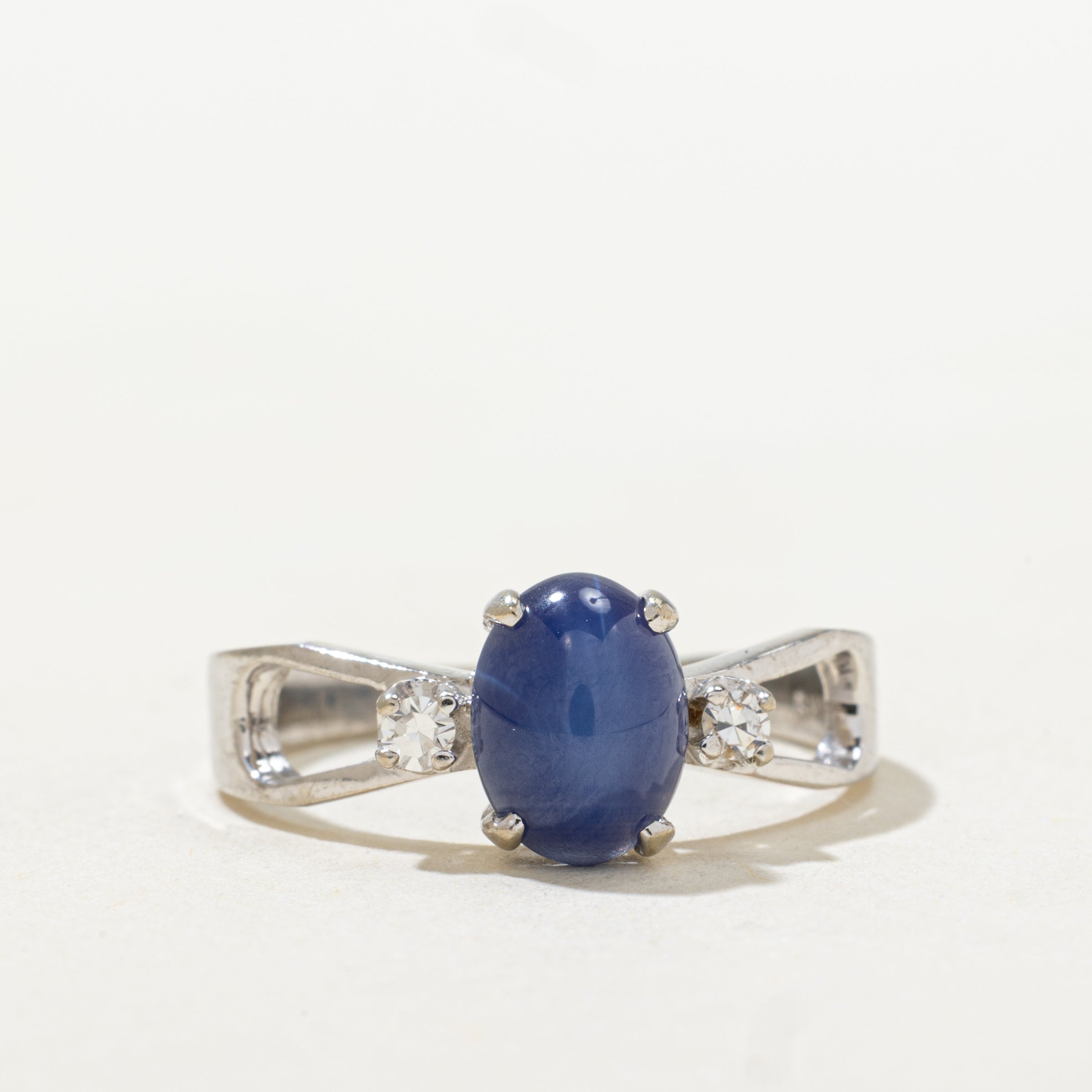 'Birks' Synthetic Star Sapphire & Diamond Ring | SZ 7