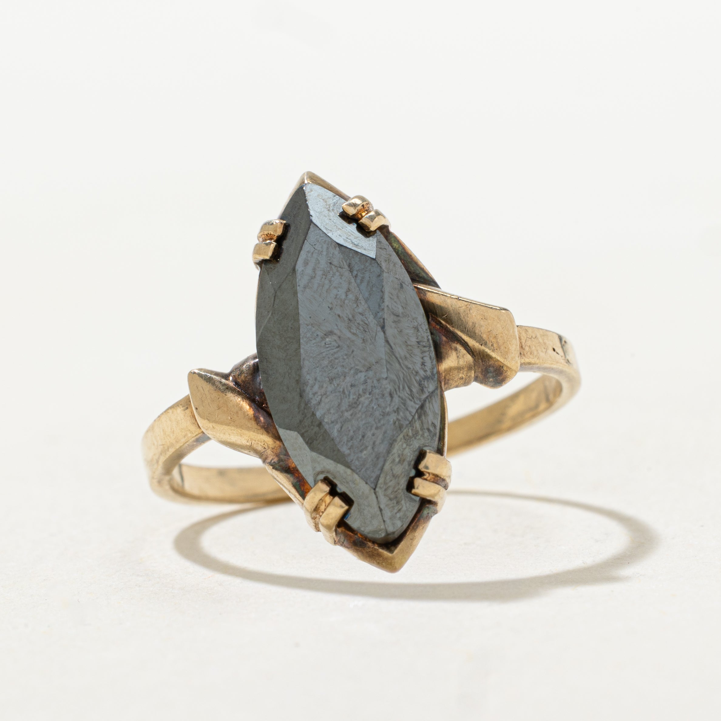 Hematite Bypass Navette Ring | SZ 6.25