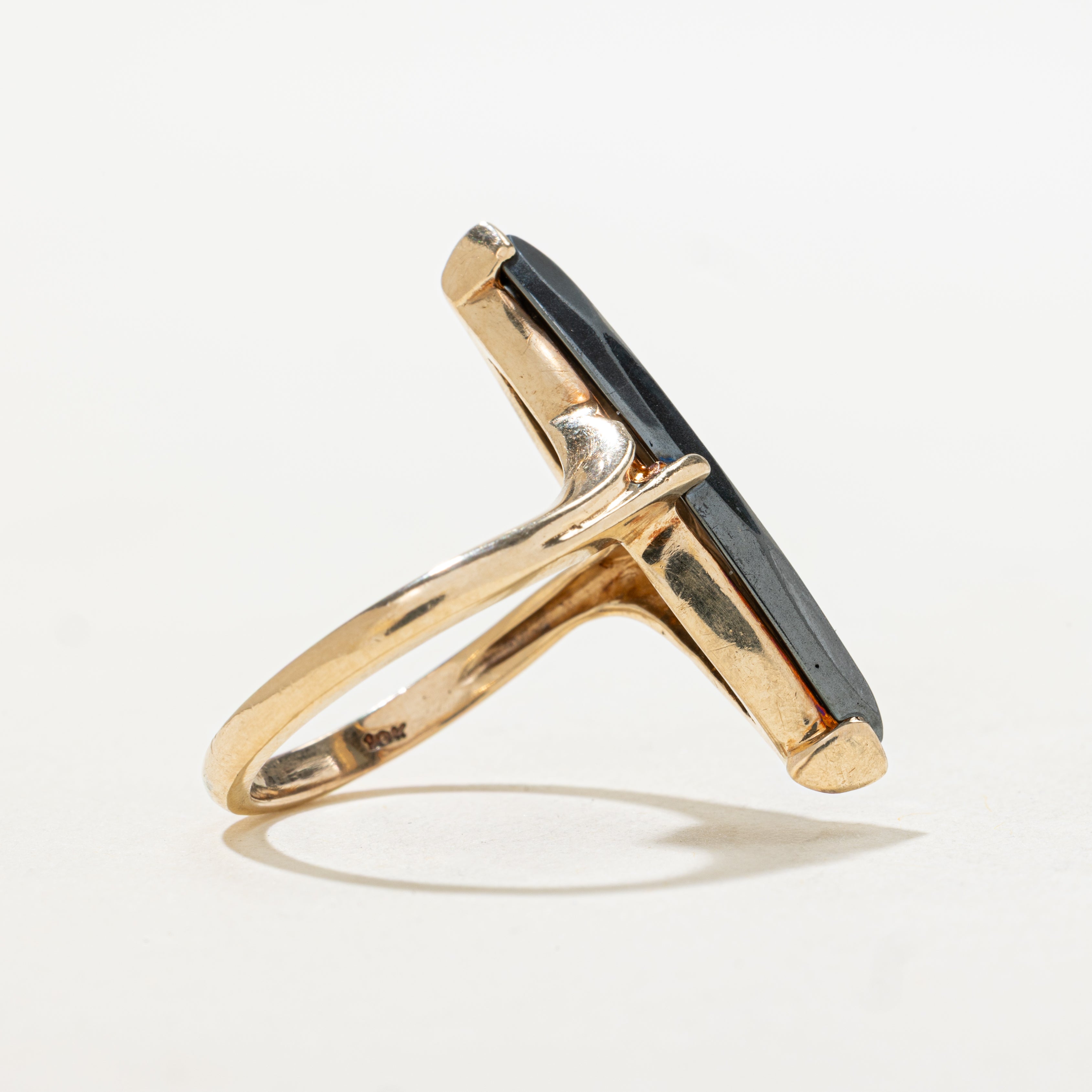 Hematite Bypass Navette Ring | SZ 8