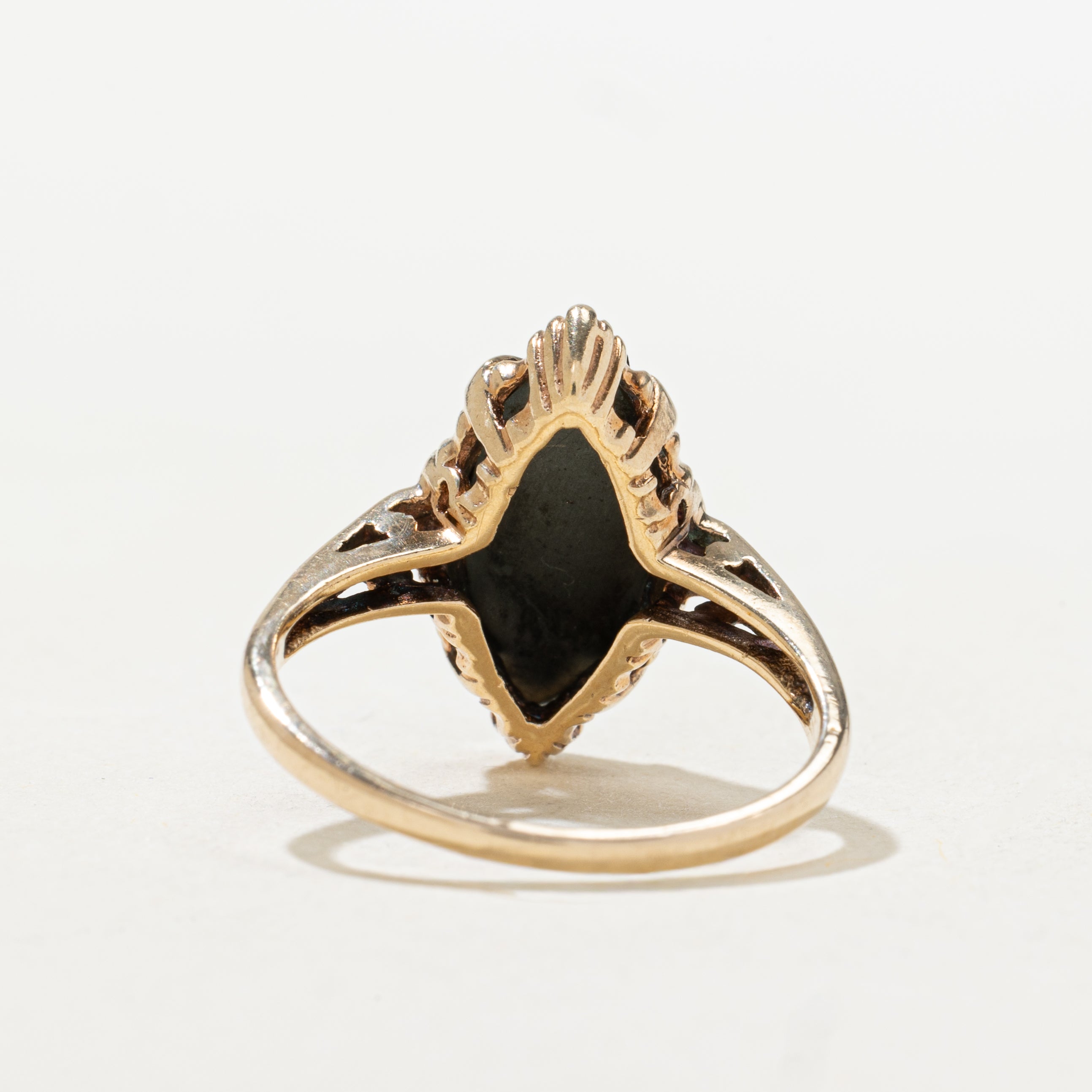 Hematite Textured Navette Ring | SZ 6