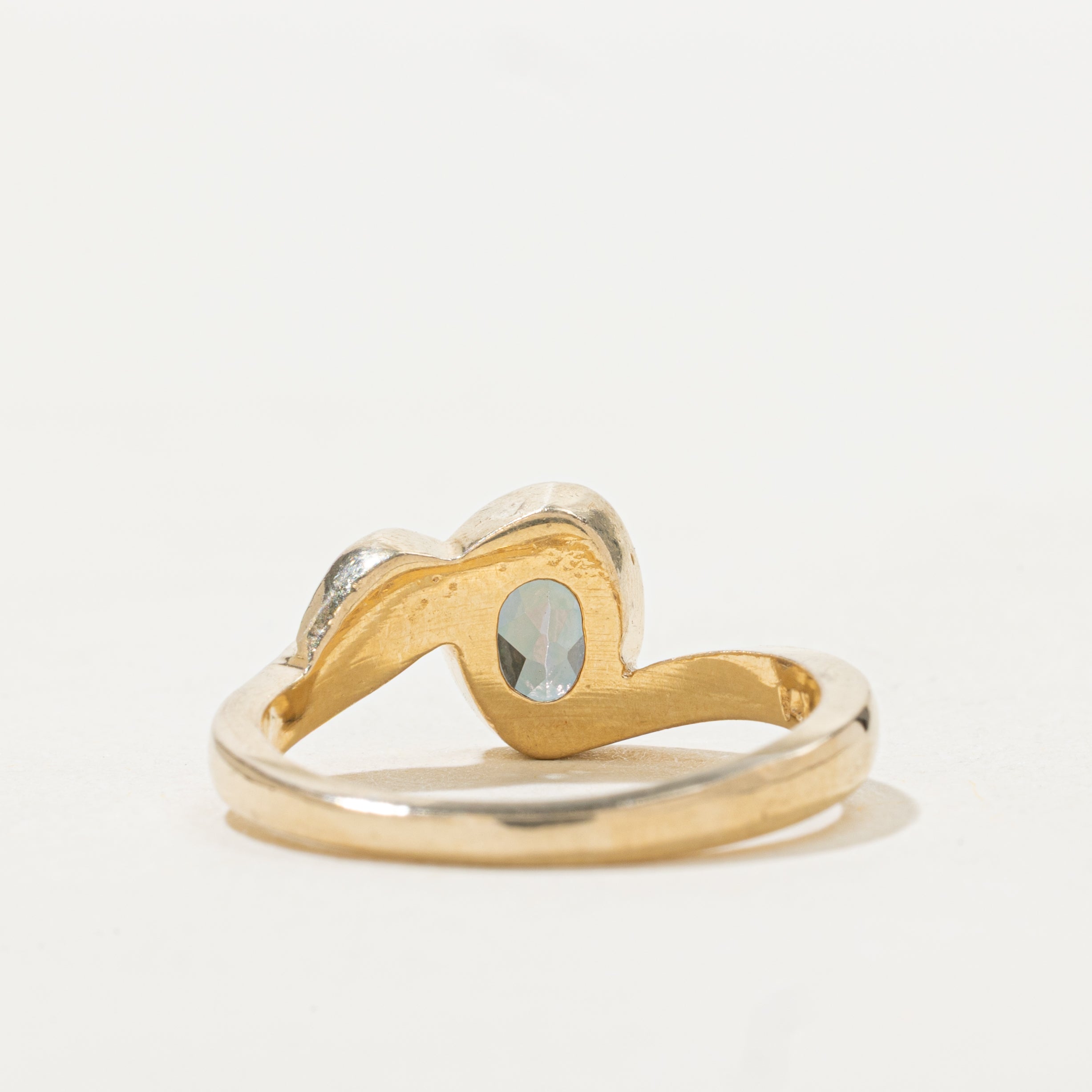 Bezel Set Mystic Topaz Cross Over Ring | SZ 6.25