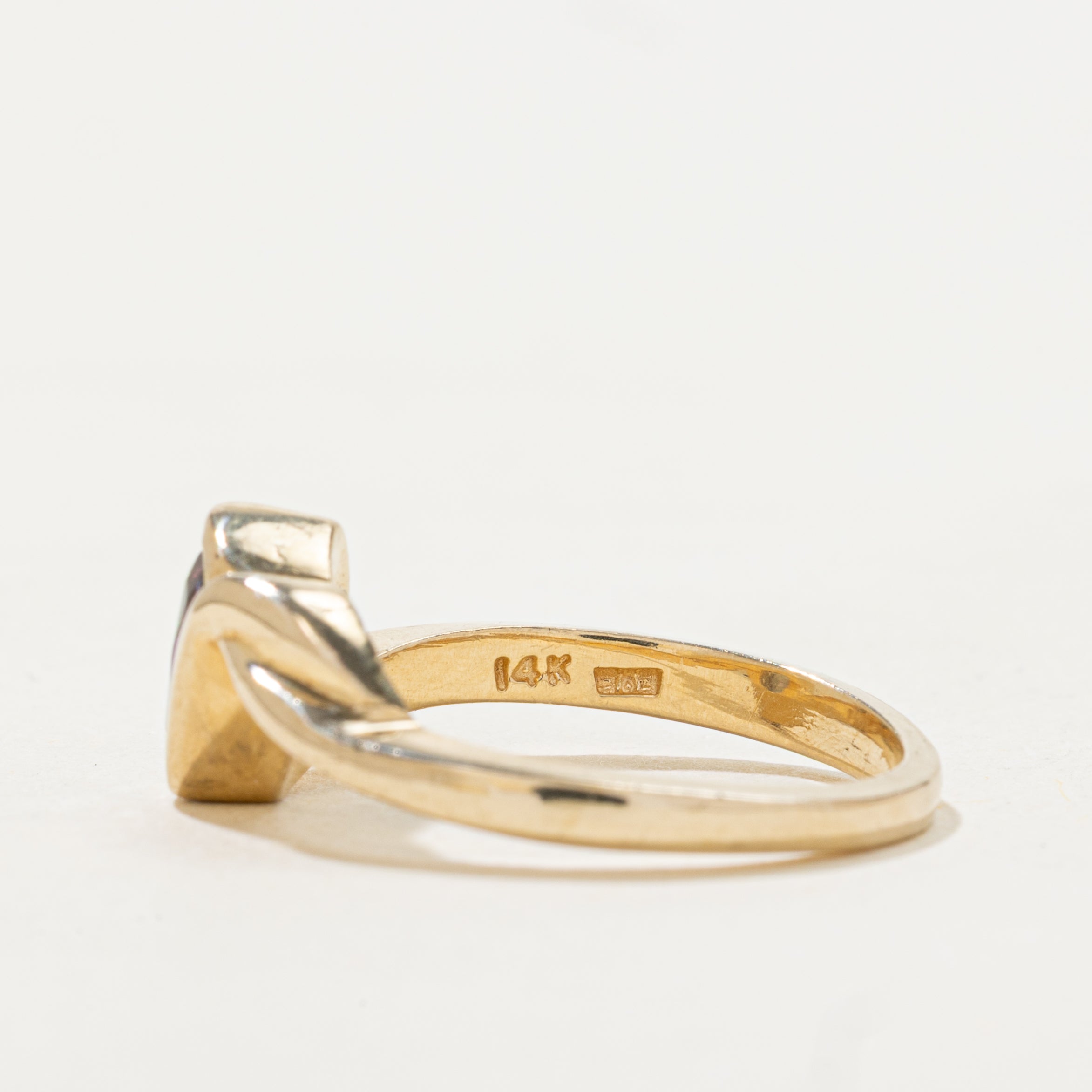 Bezel Set Mystic Topaz Cross Over Ring | SZ 6.25