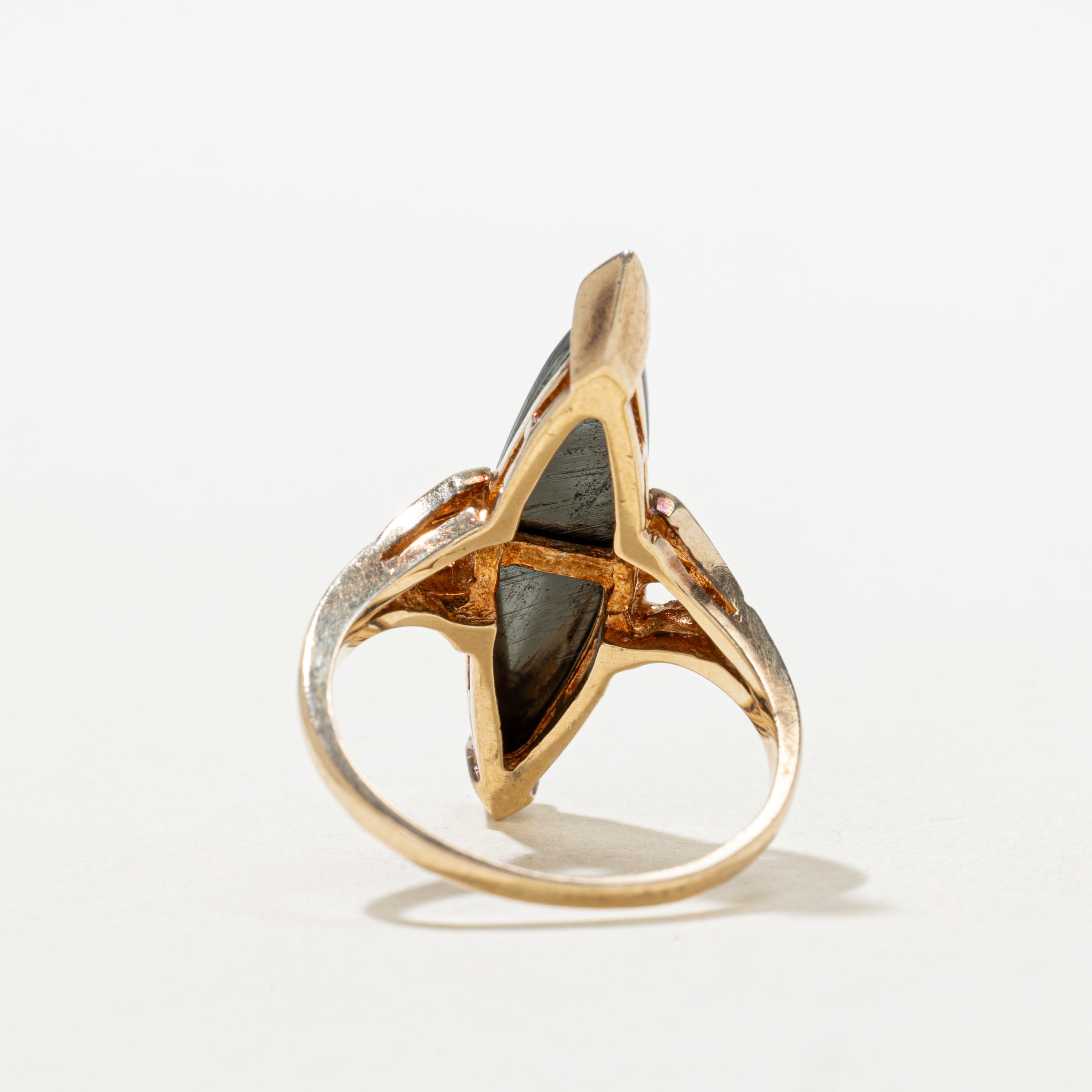 Hematite Openwork Navette Ring | SZ 6