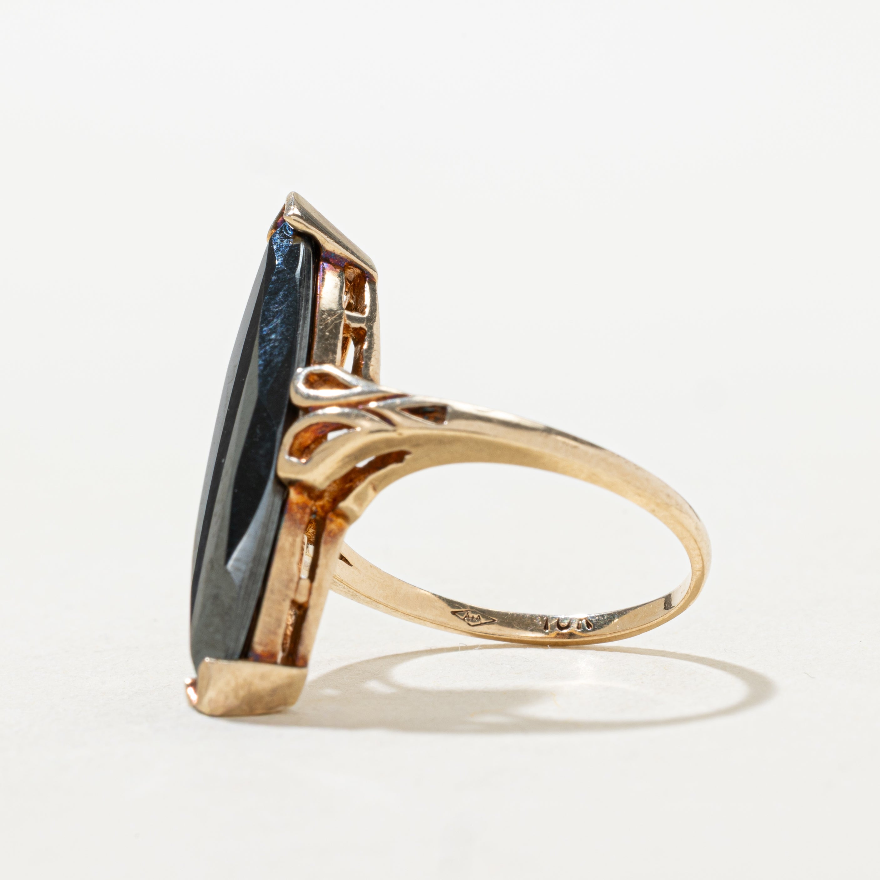 Hematite Openwork Navette Ring | SZ 6