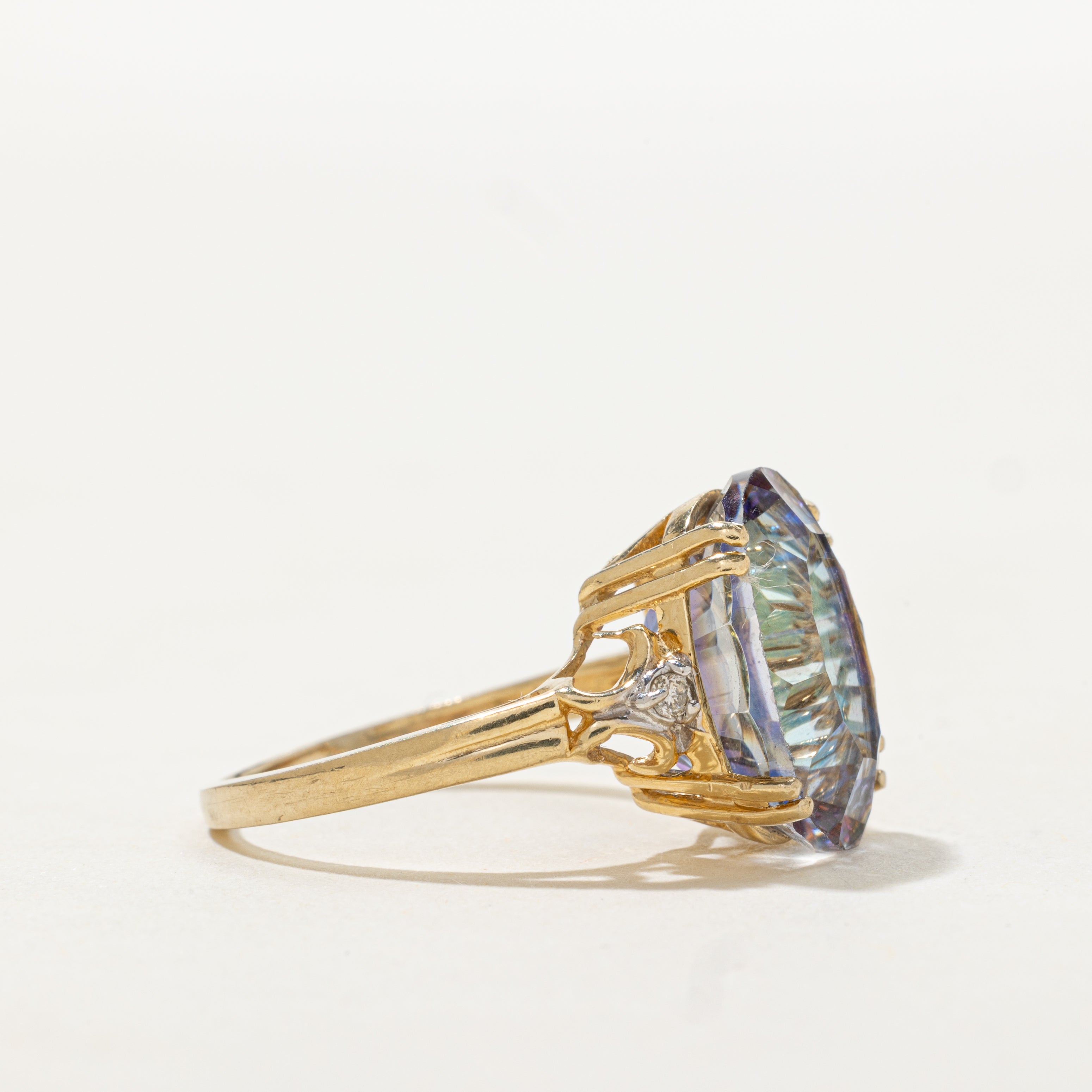 Oval Cut Mystic Topaz & Diamond Cocktail Ring | SZ 6