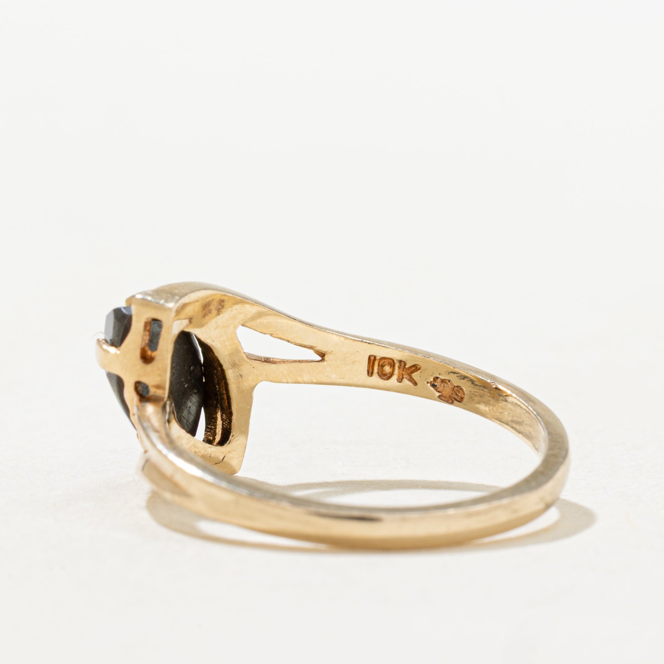 Marquise Cut Hematite Bypass Ring | SZ 6