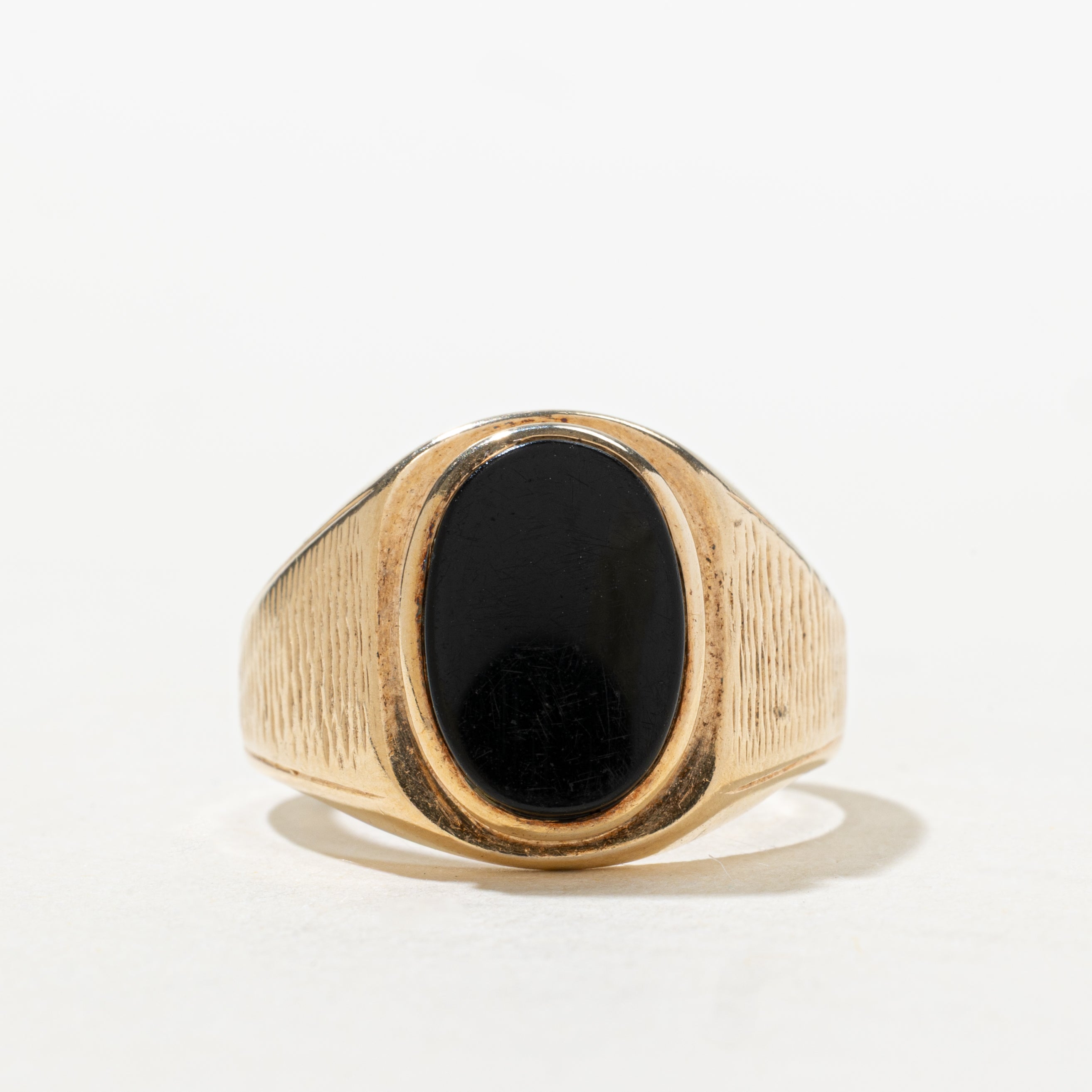 Onyx Textured Signet Ring | SZ 9.75