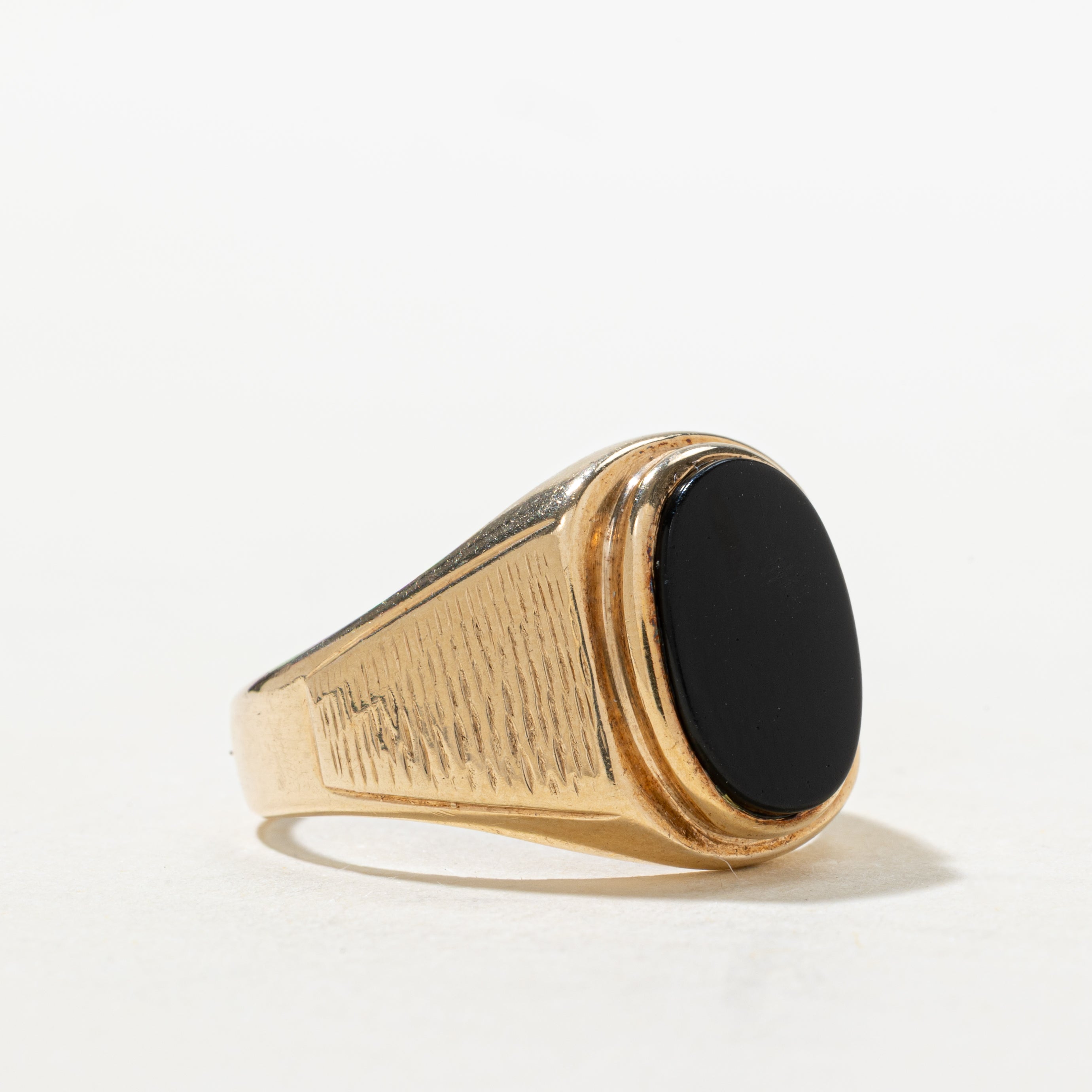 Onyx Textured Signet Ring | SZ 9.75