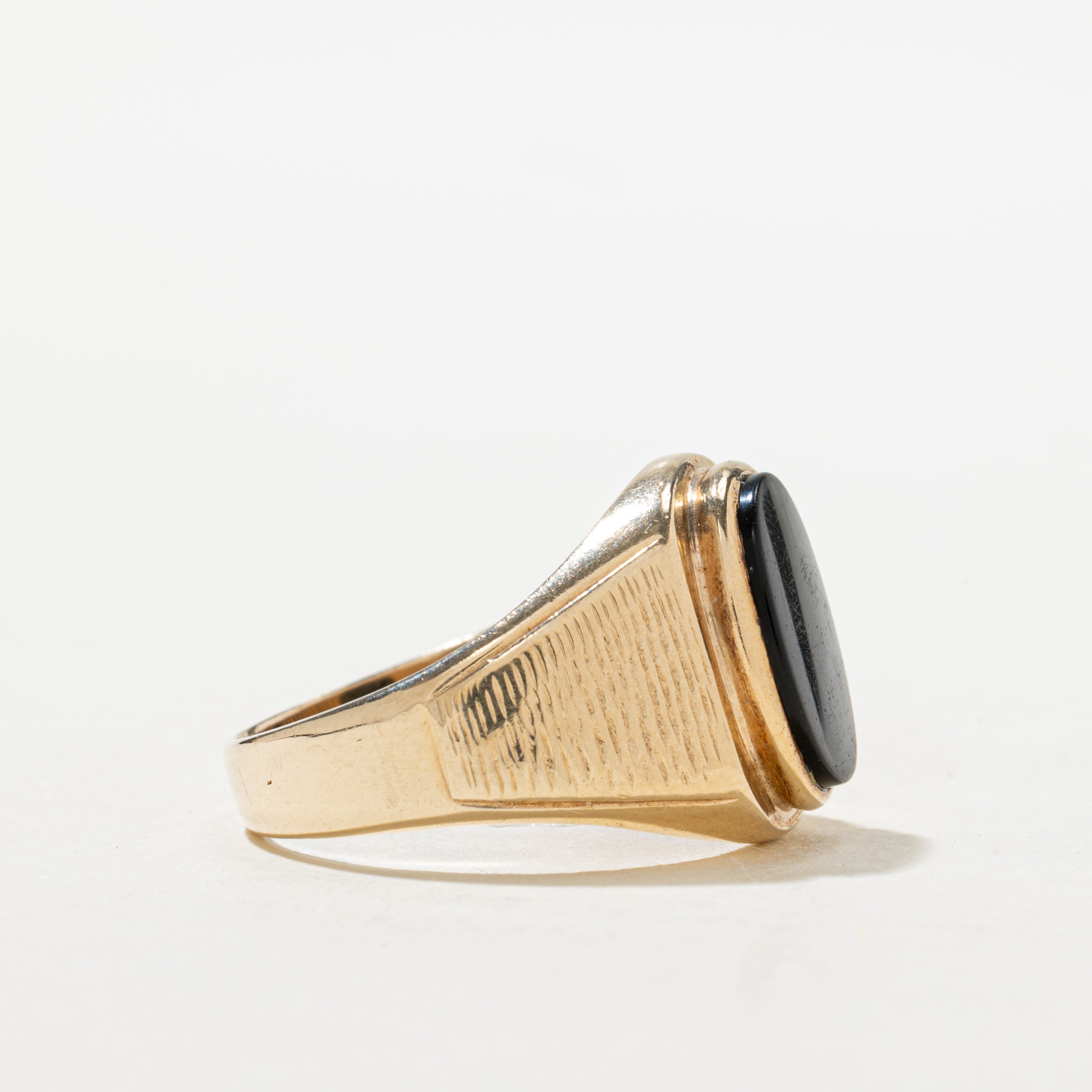 Onyx Textured Signet Ring | SZ 9.75