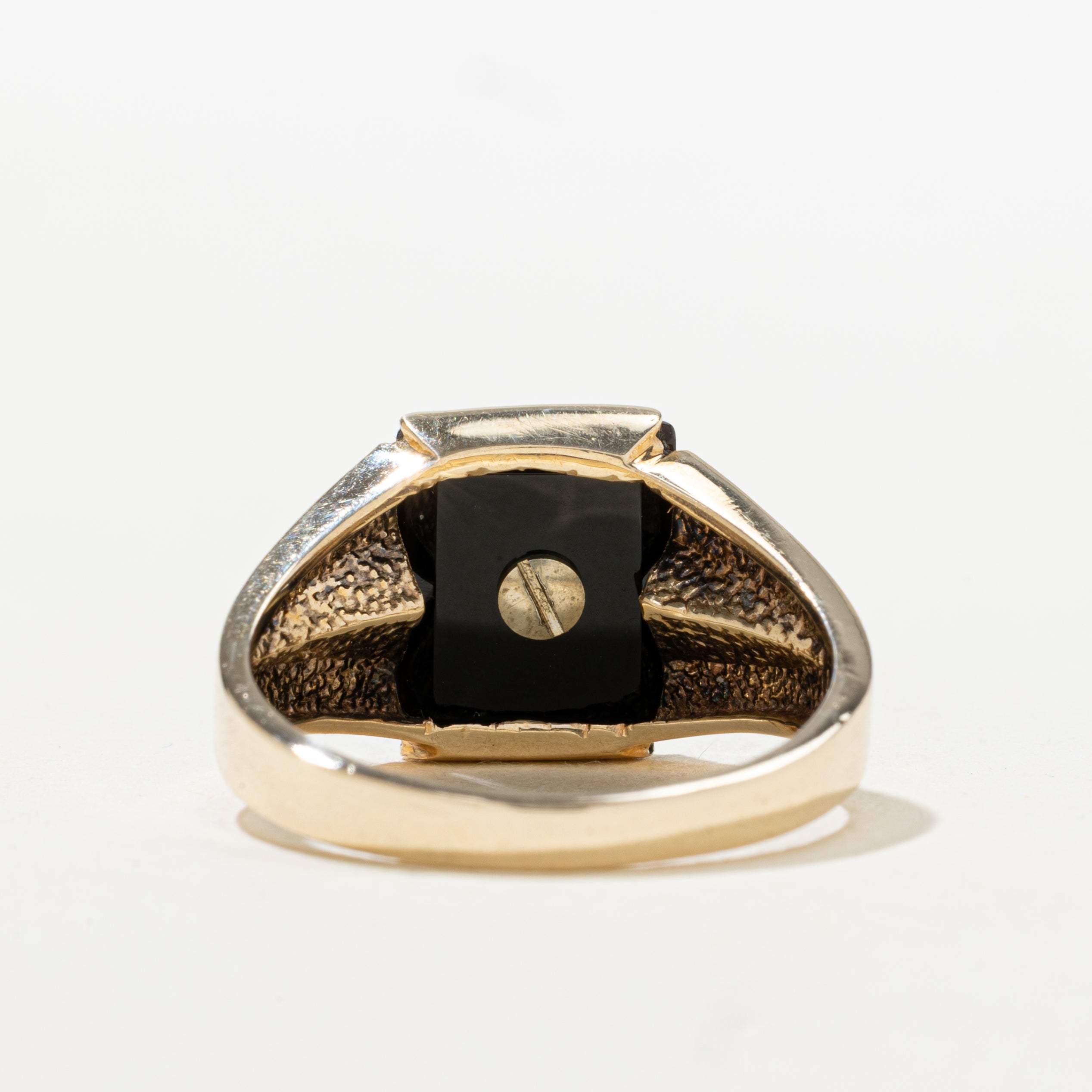Onyx "F" Initial Signet Ring | SZ 10