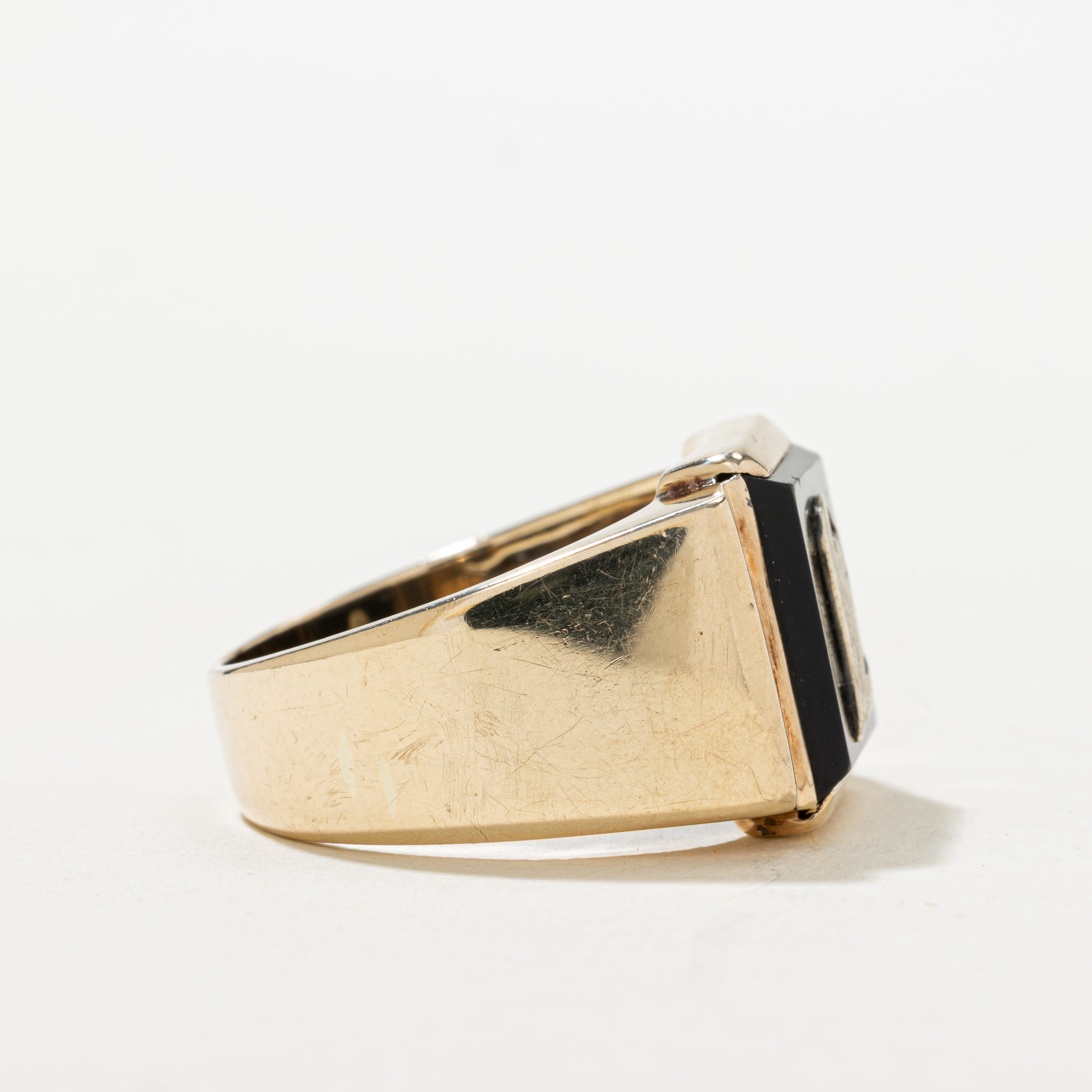 Onyx "J" Initial Signet Ring | SZ 9.75