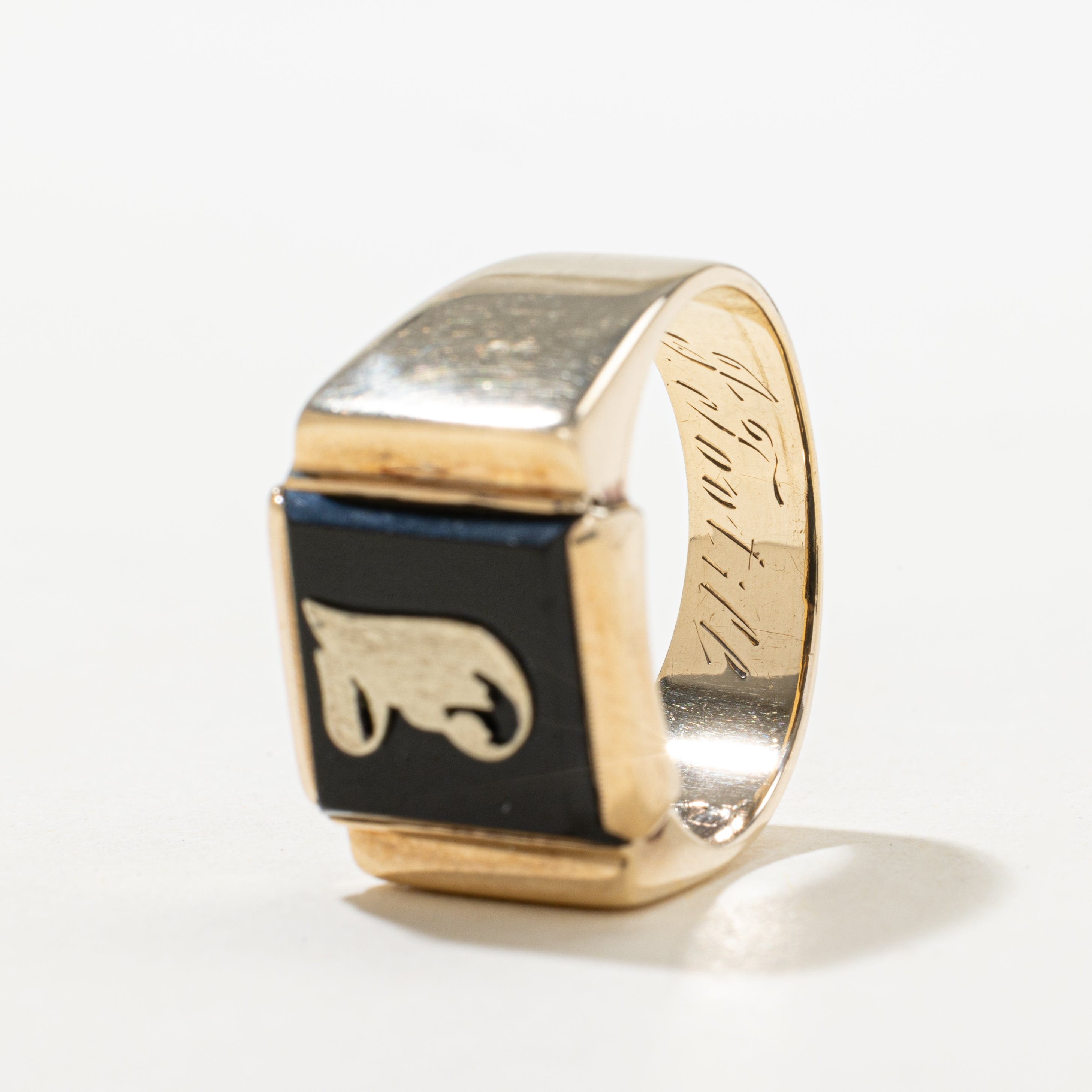 Onyx "J" Initial Signet Ring | SZ 9.75