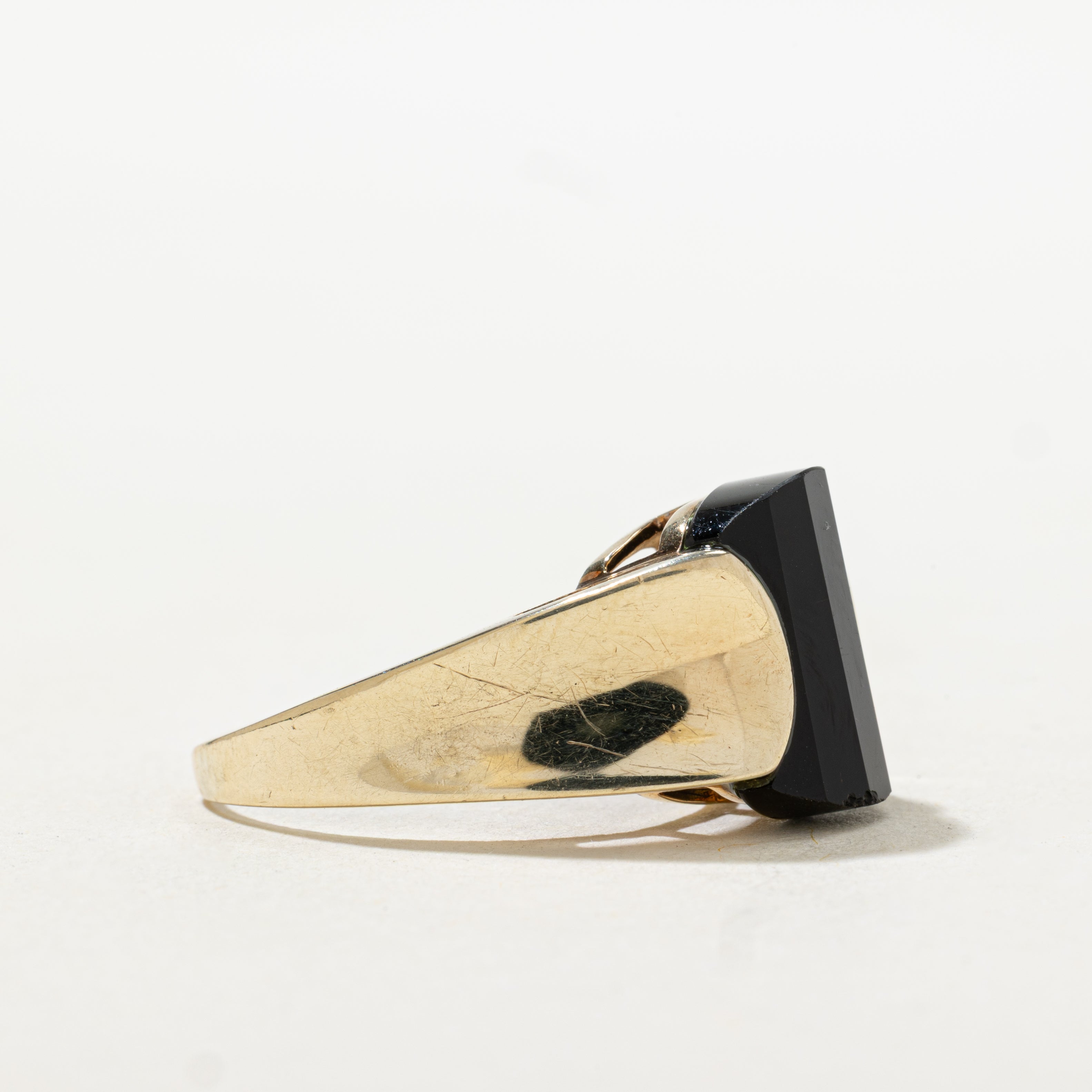 Cabochon Modified Inlaid Onyx Ring | SZ 8.75