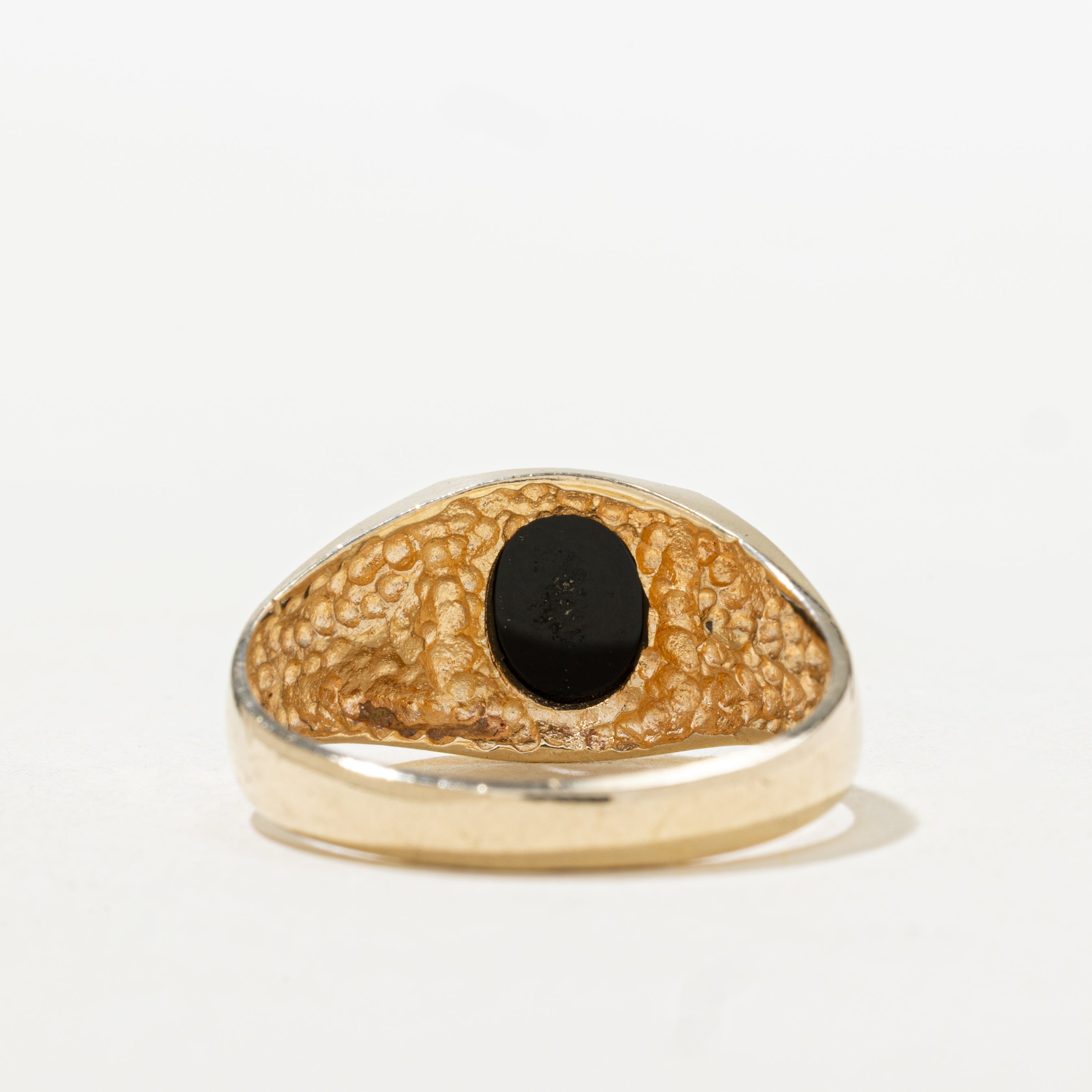 Oval Cabochon Onyx & Diamond Ring | SZ 9.75