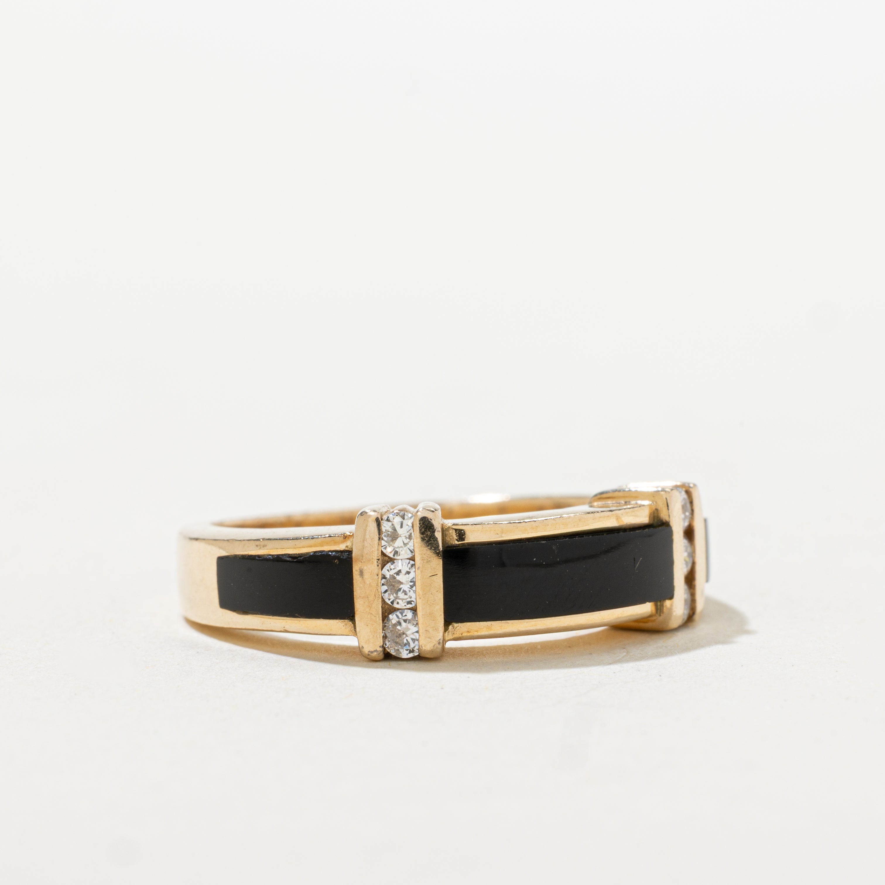 Rectangle Cut Onyx & Diamond Ring | SZ 9.5