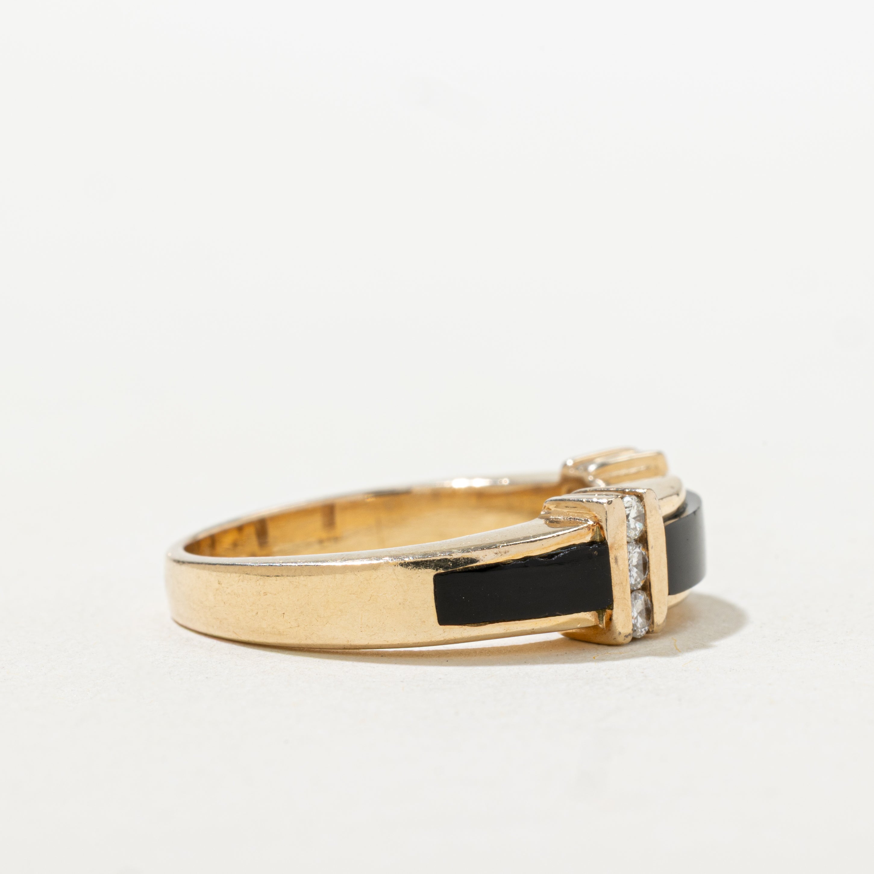 Rectangle Cut Onyx & Diamond Ring | SZ 9.5