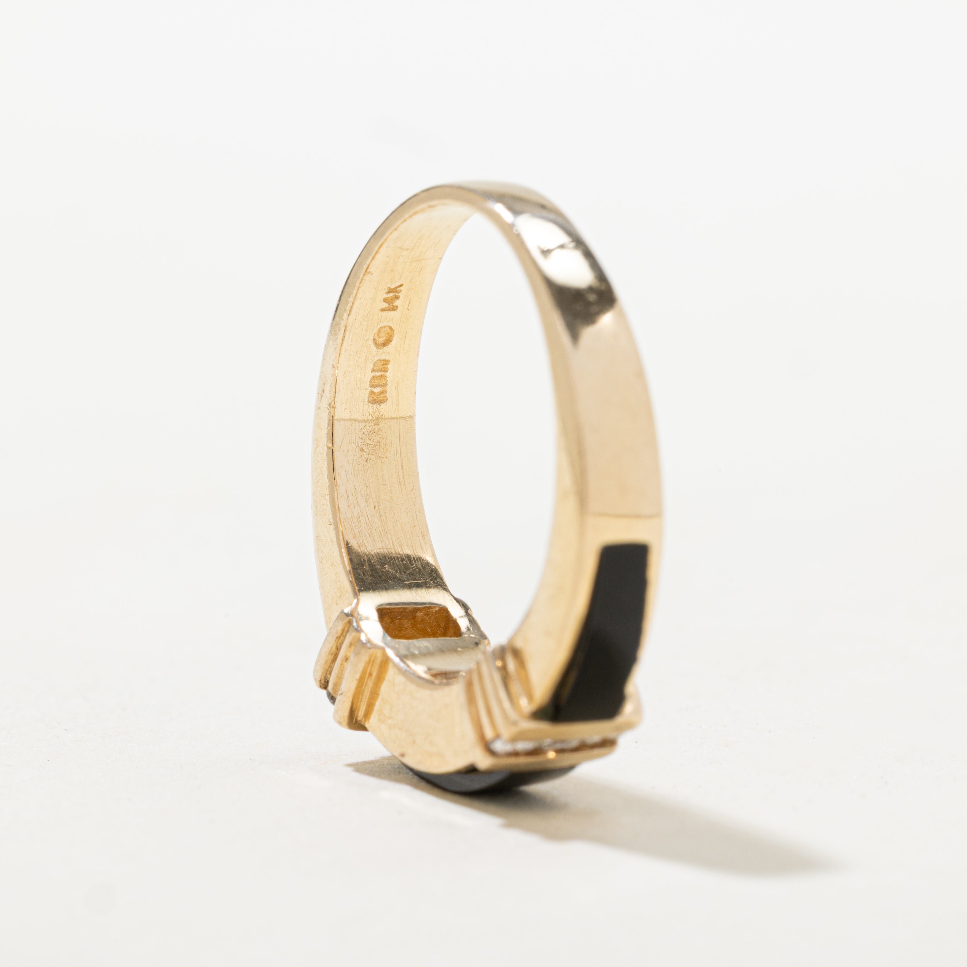 Rectangle Cut Onyx & Diamond Ring | SZ 9.5