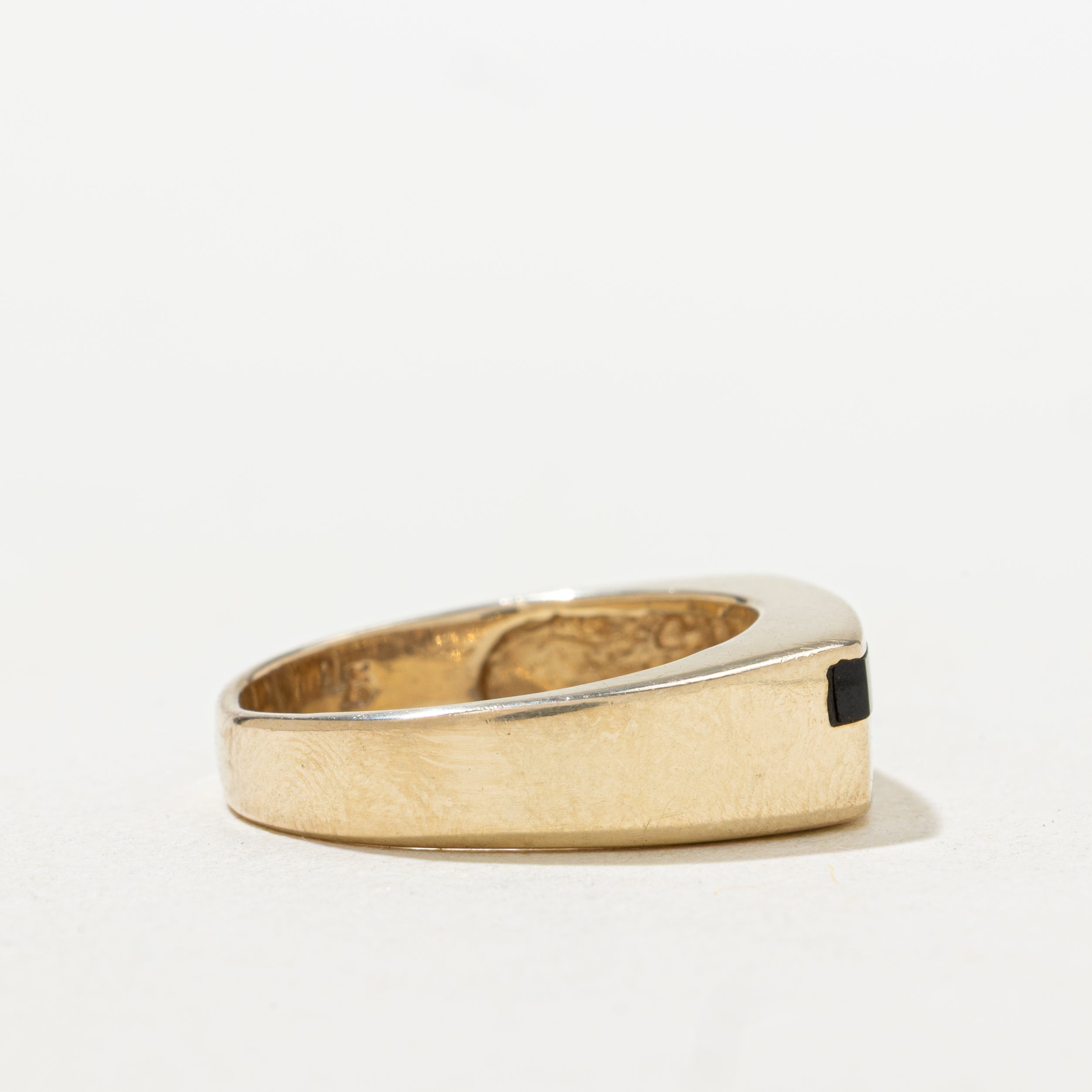 Diamond & Rectangle Cut Onyx Signet Ring | SZ 6.75