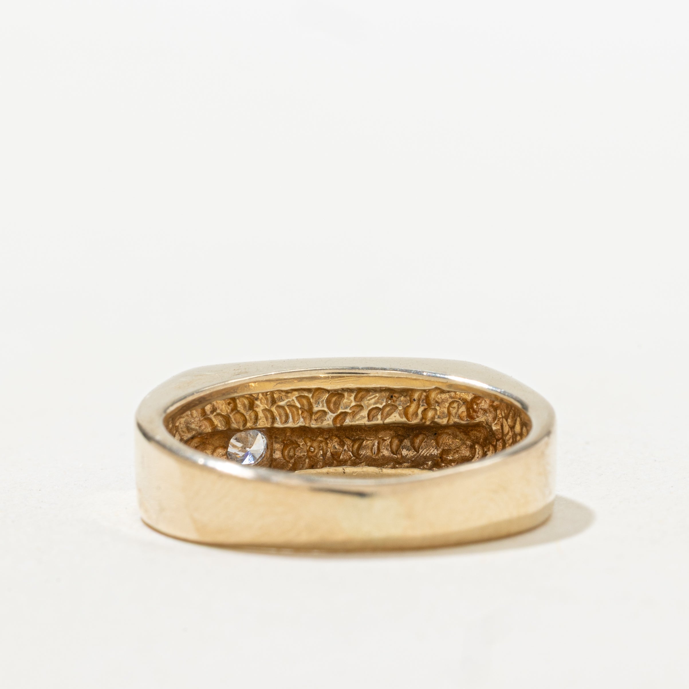 Diamond & Rectangle Cut Onyx Signet Ring | SZ 6.75