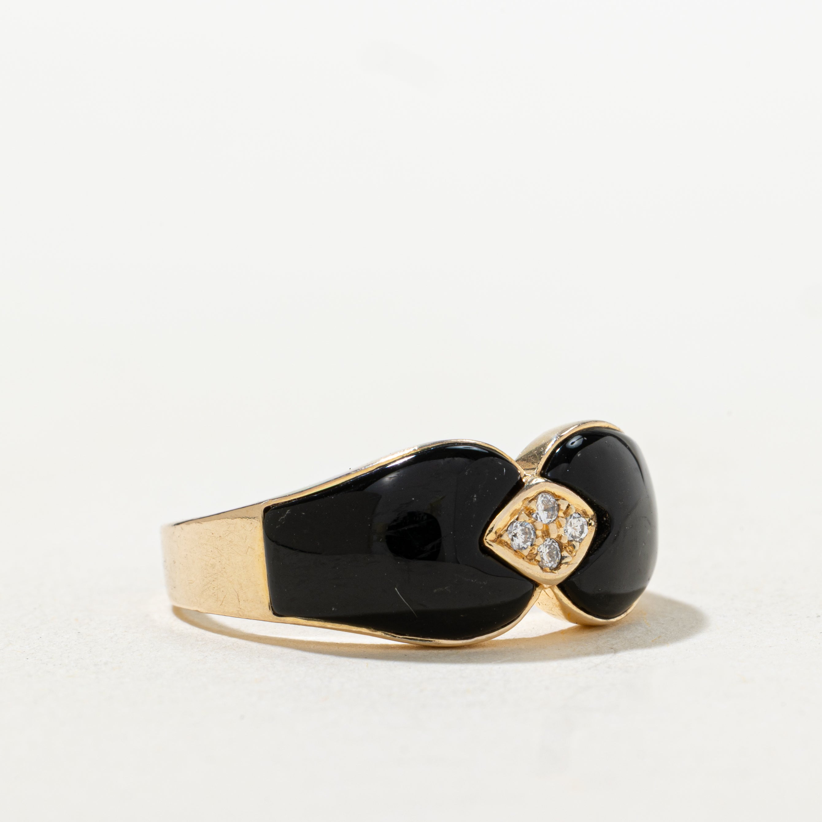 Diamond Cluster & Modified Slab Cut Onyx Ring | SZ 8.25