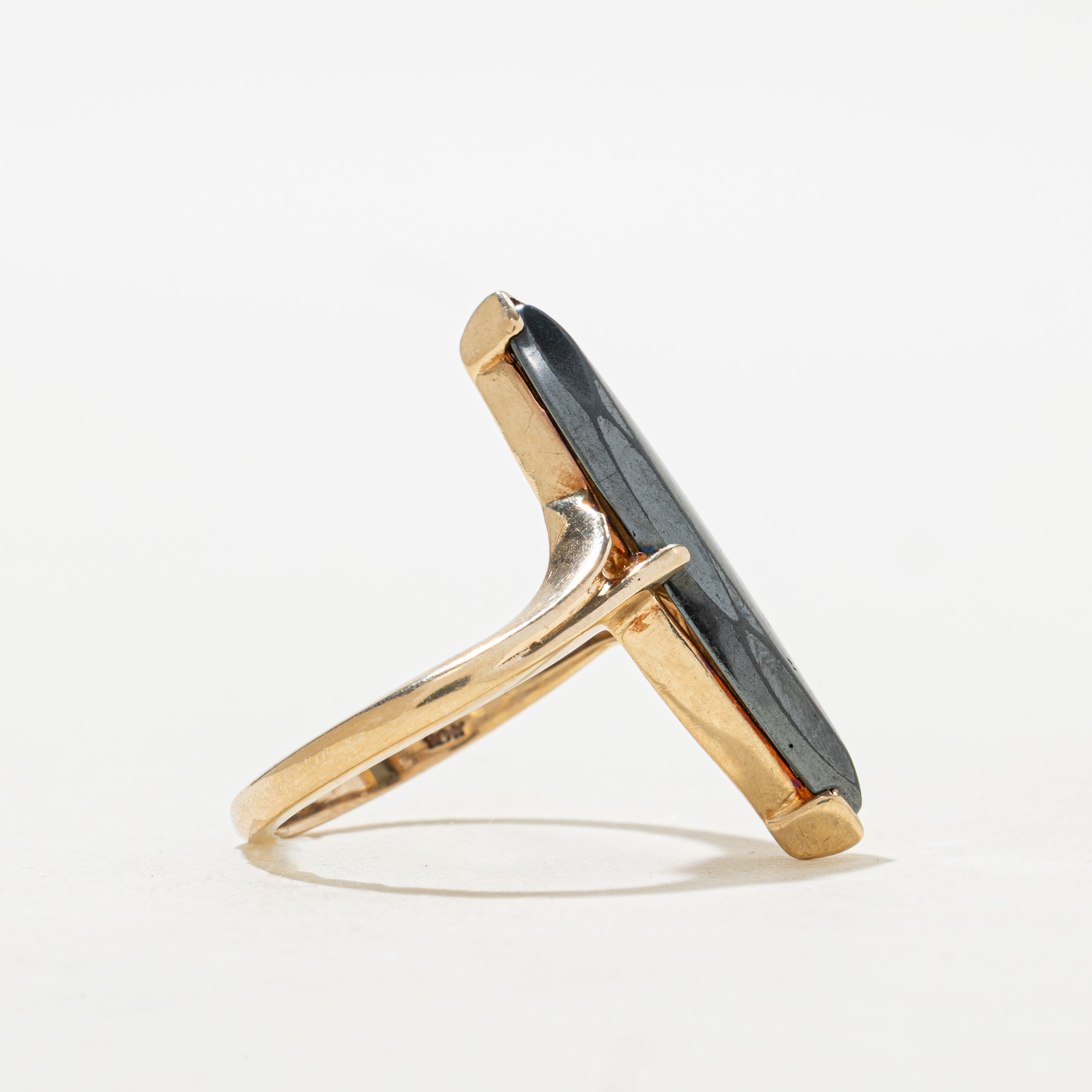 Hematite Bypass Navette Ring | SZ 8