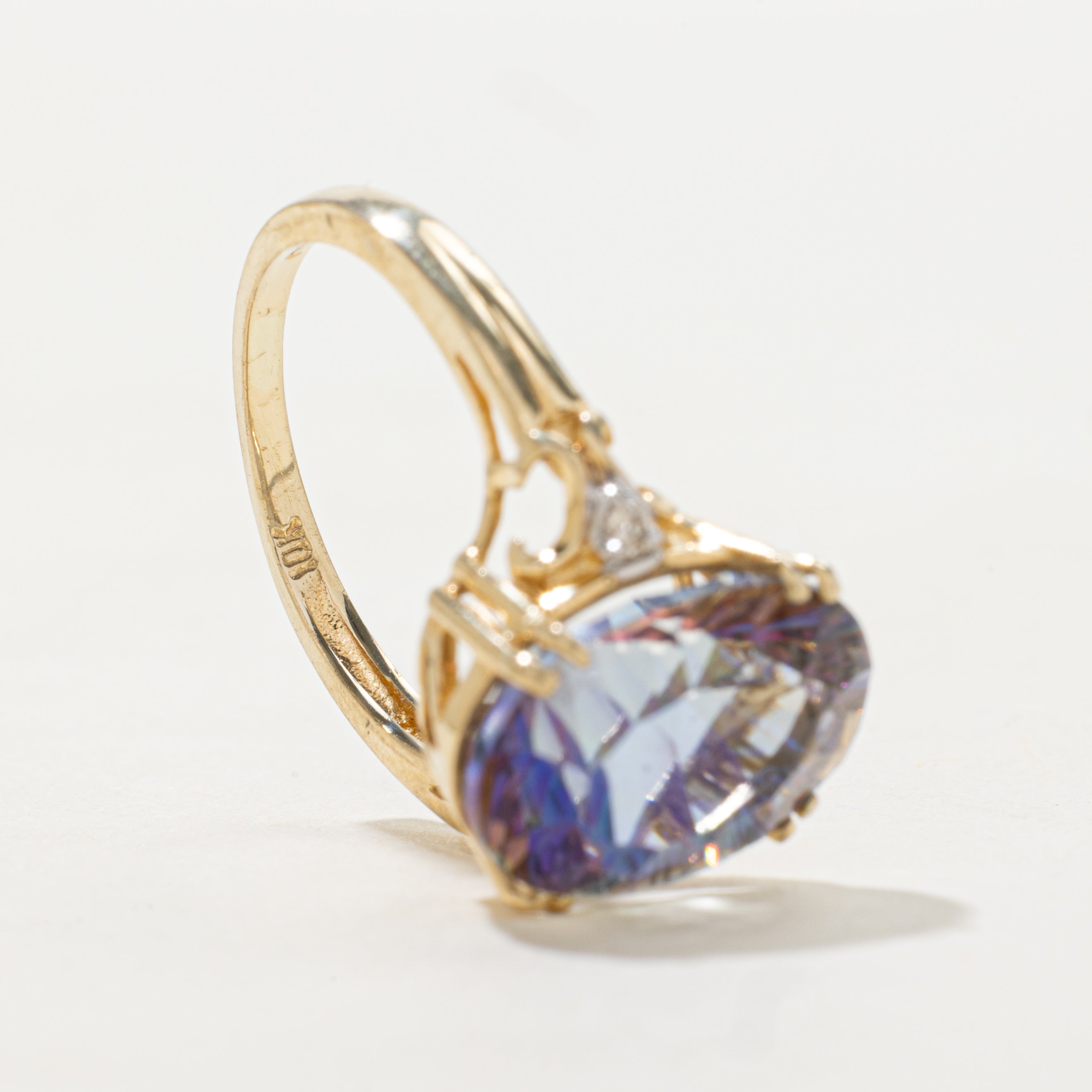 Oval Cut Mystic Topaz & Diamond Cocktail Ring | SZ 6