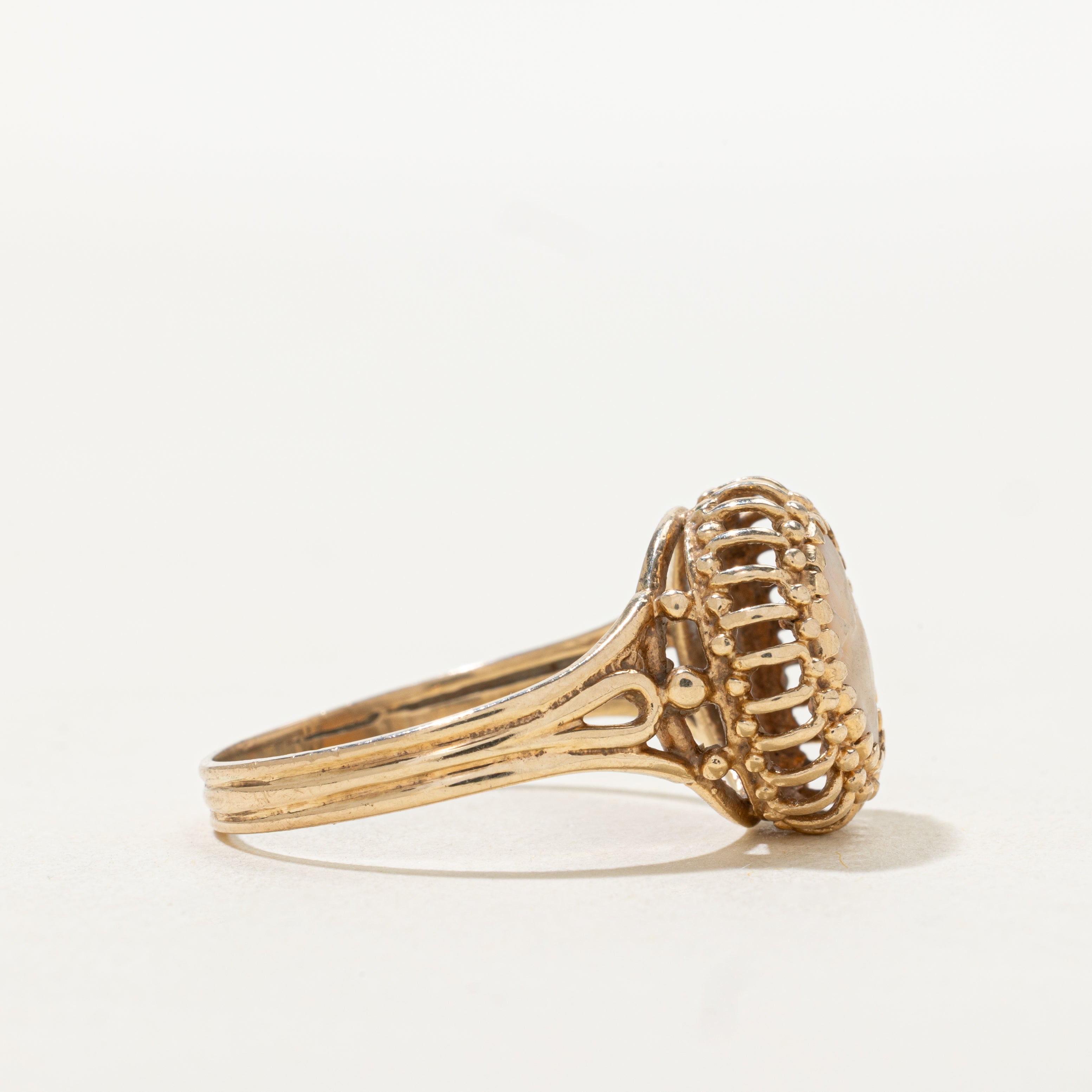 Shell Cameo Textured Open Shank Ring | SZ 9