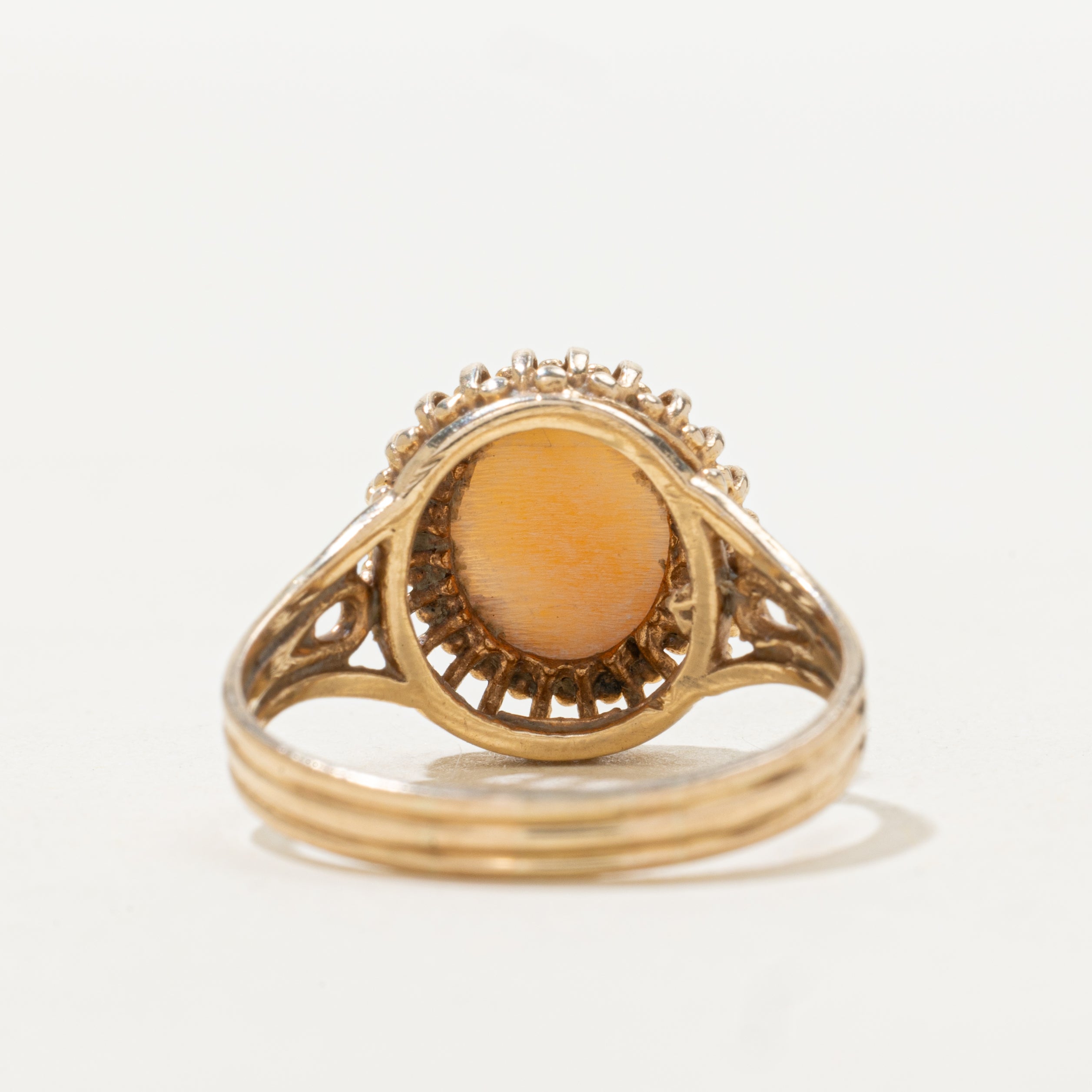 Shell Cameo Textured Open Shank Ring | SZ 9