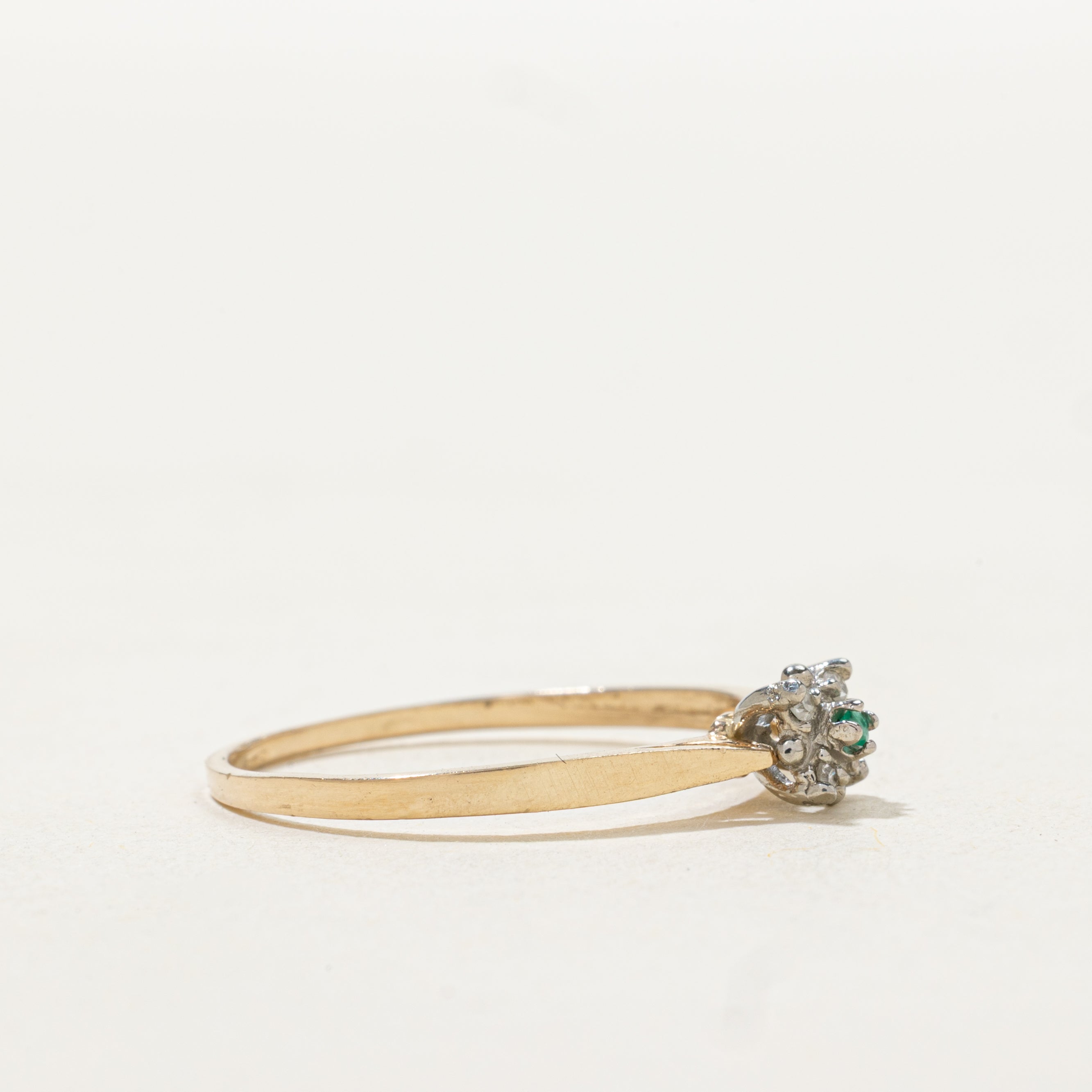Emerald & Diamond Cluster Petite Ring | SZ 7.5