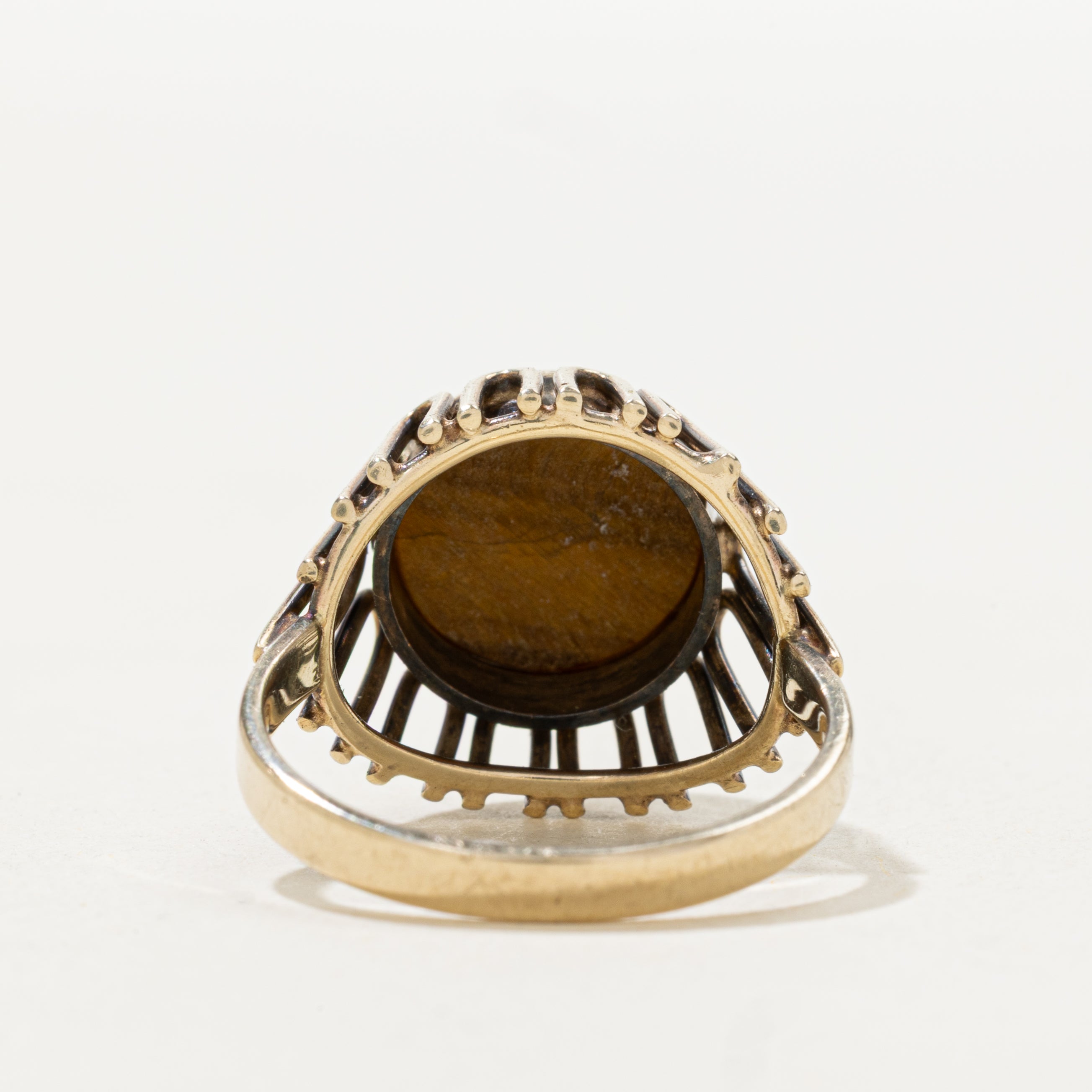 Cabochon Tiger's Eye Textured Cocktail Ring | SZ 7