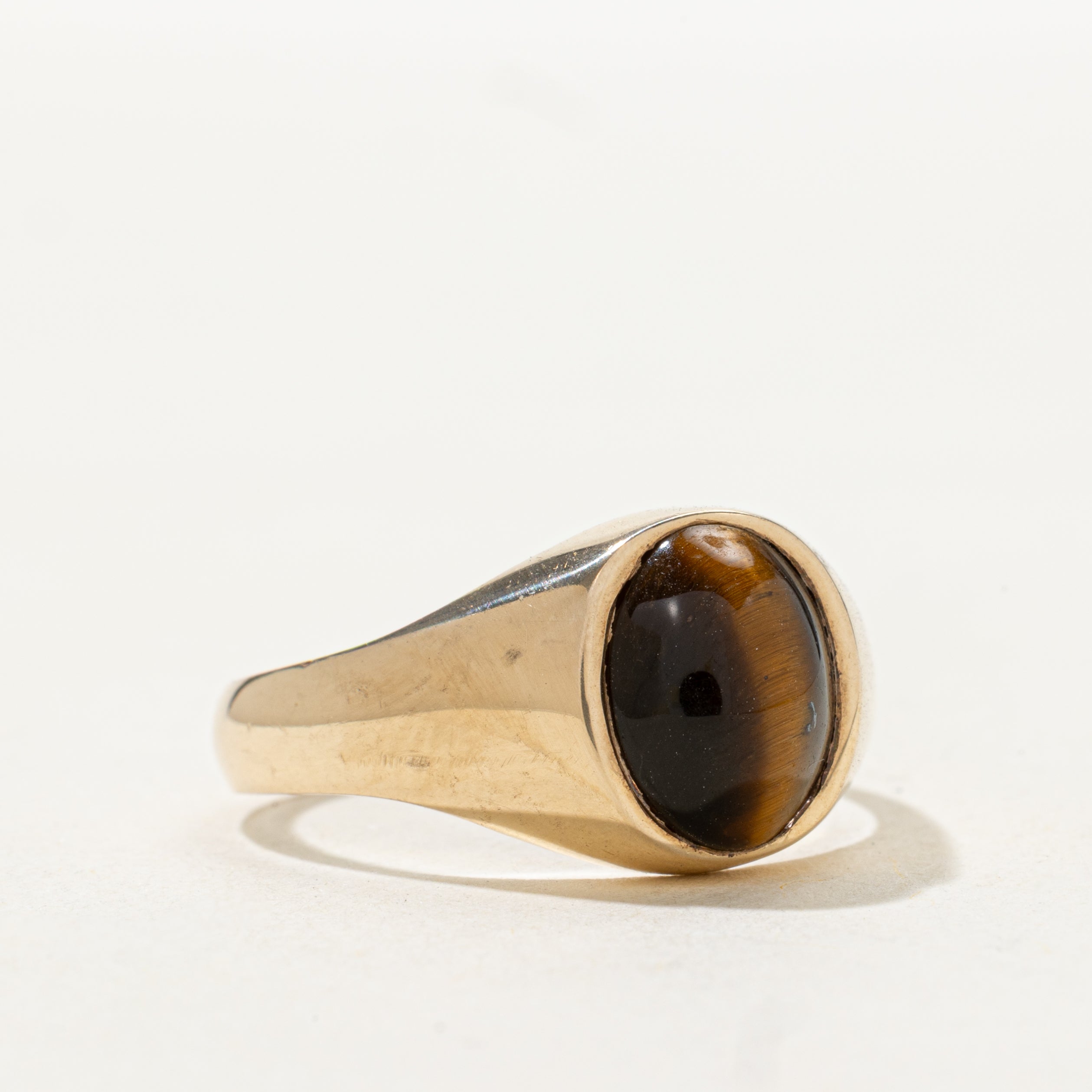 Bezel Set Tiger's Eye Dome Ring | SZ 9.25