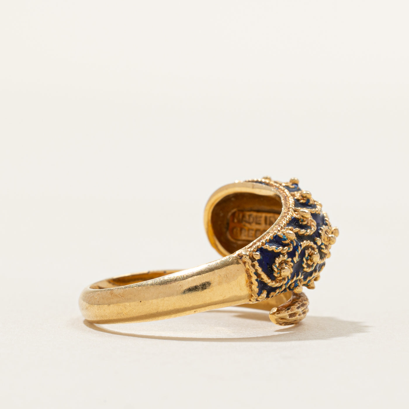 Vintage blue Enamel bypass ring | SZ 7