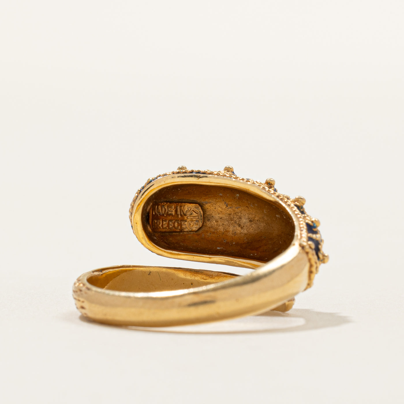 Vintage blue Enamel bypass ring | SZ 7
