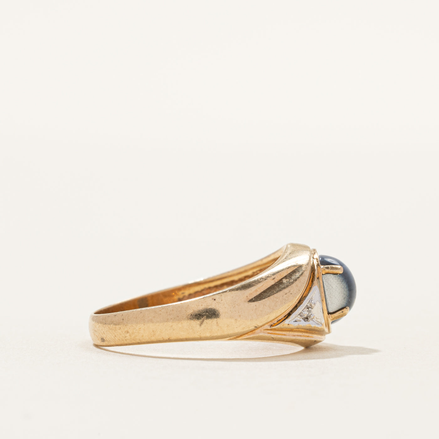 Cat's Eye & Diamond Accented Ring | 0.006ct | SZ 10