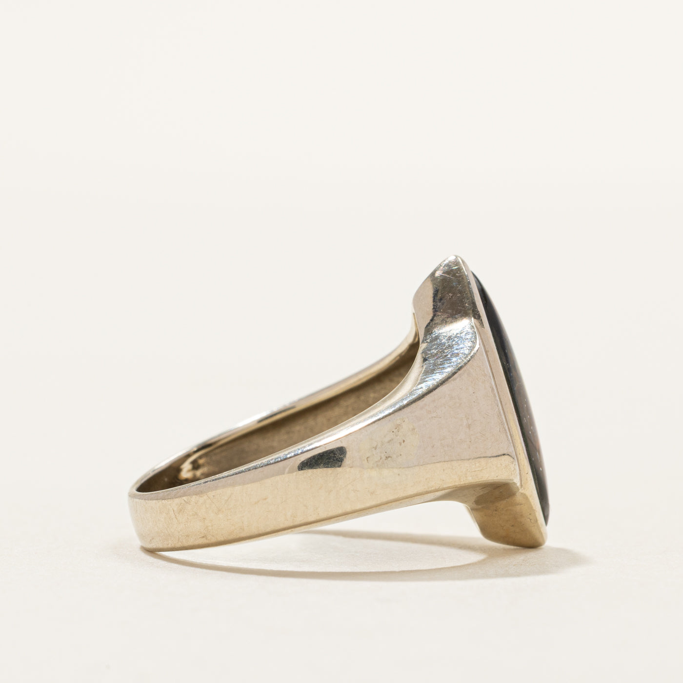 Birmingham Cabochon Ammolite Navette Ring | SZ 7.5