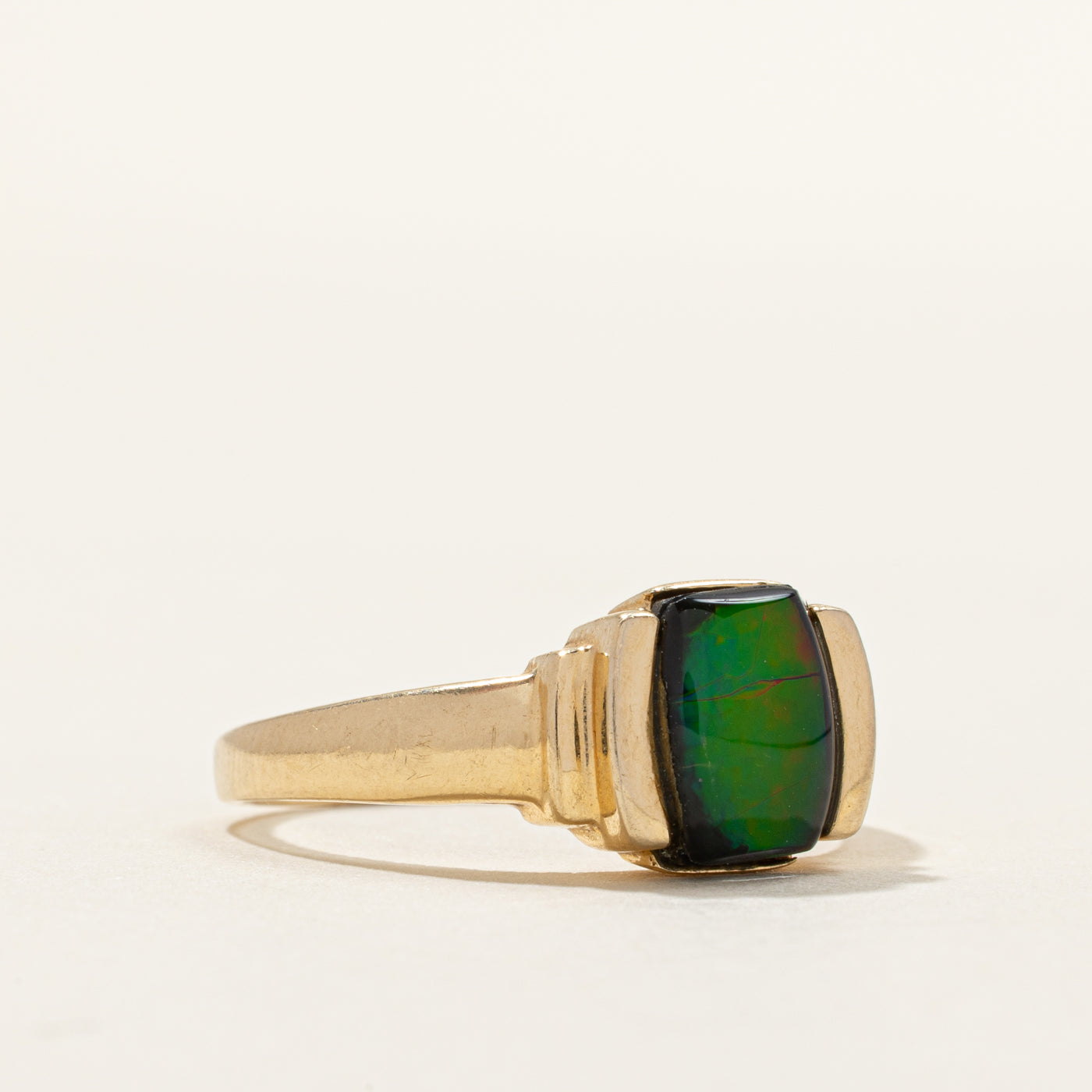 Cabochon Ammolite Step Design Ring | SZ 9.5