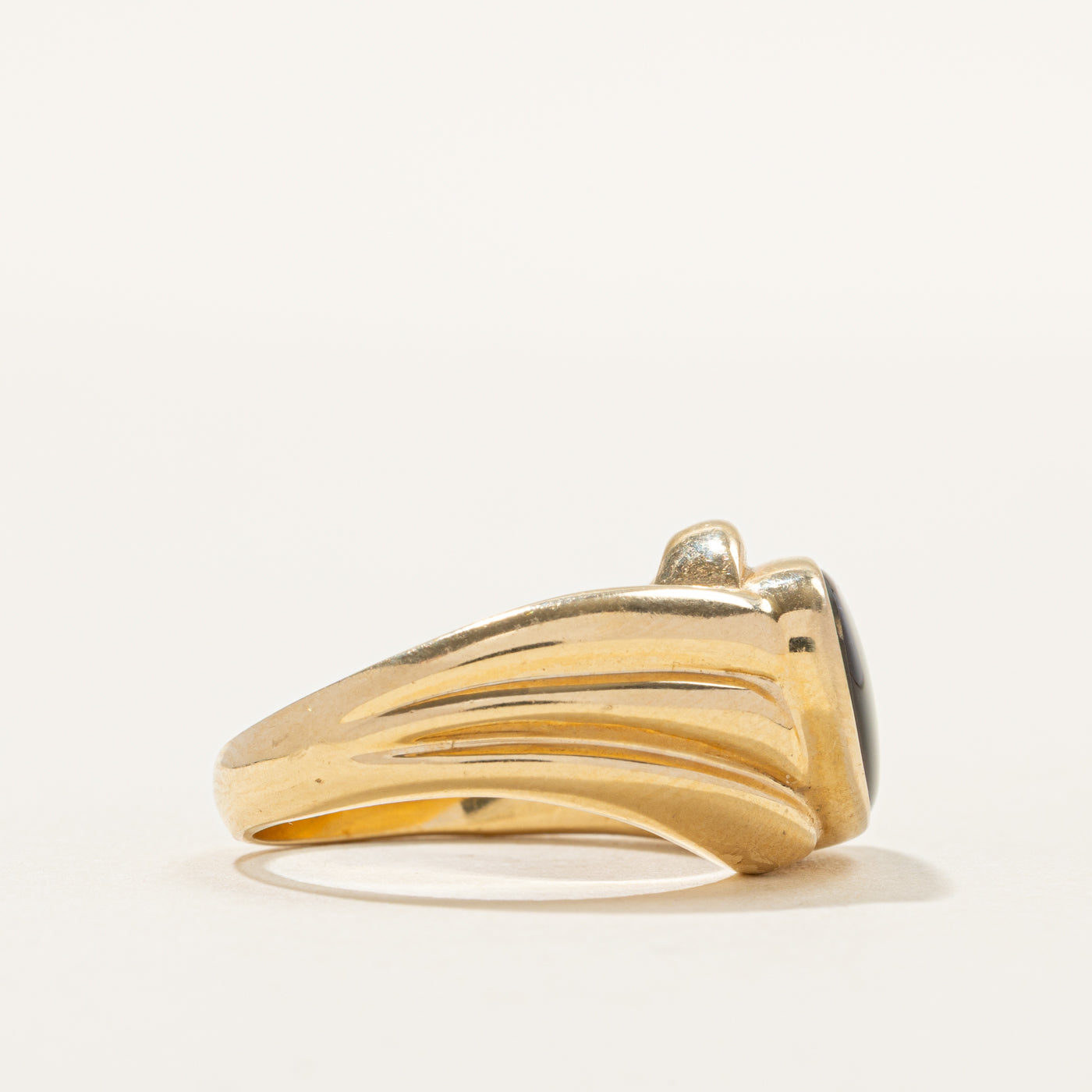 Cabochon Ammolite Grooved Cocktail Ring | SZ 7.75