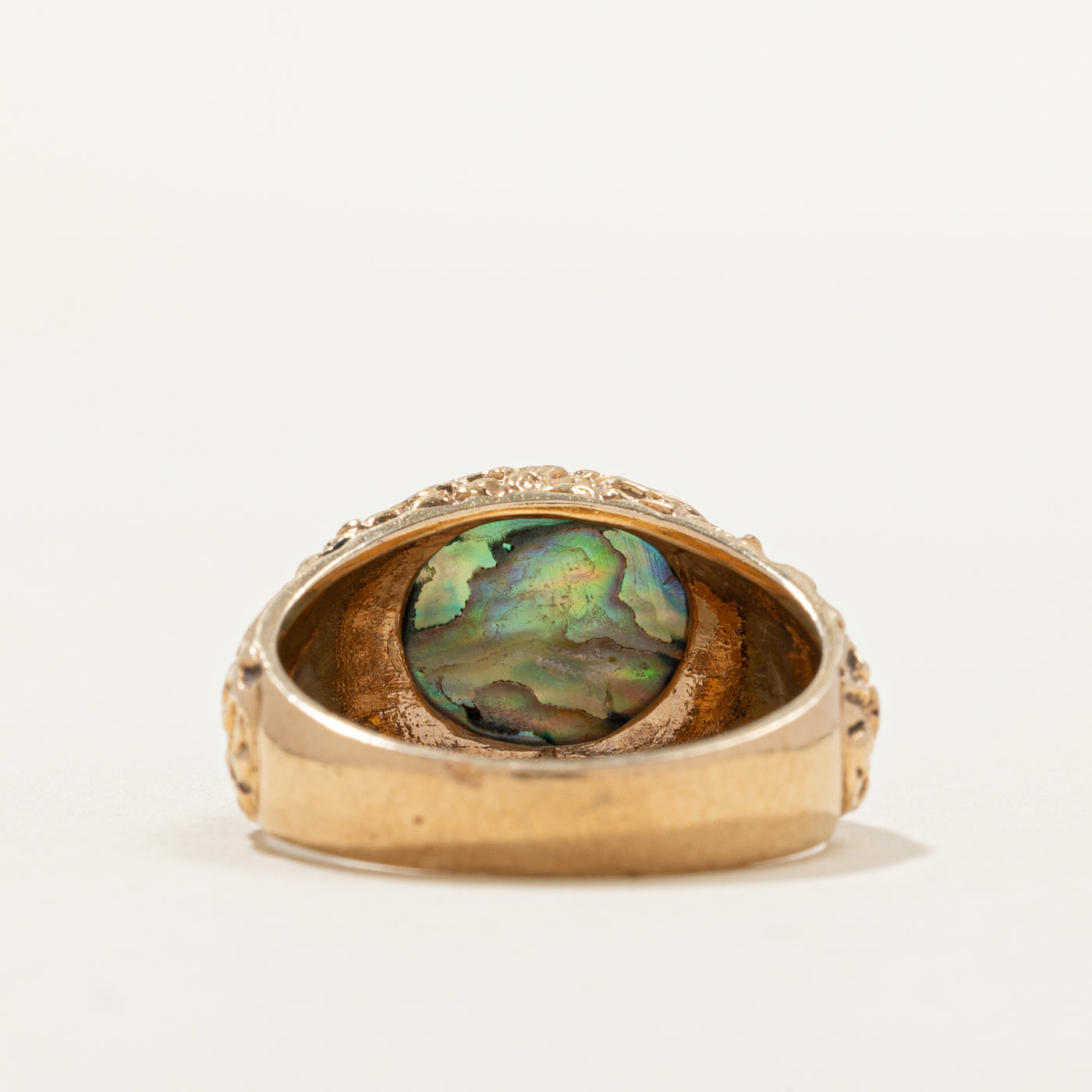 East West Abalone Shell Signet Ring | SZ 8.25